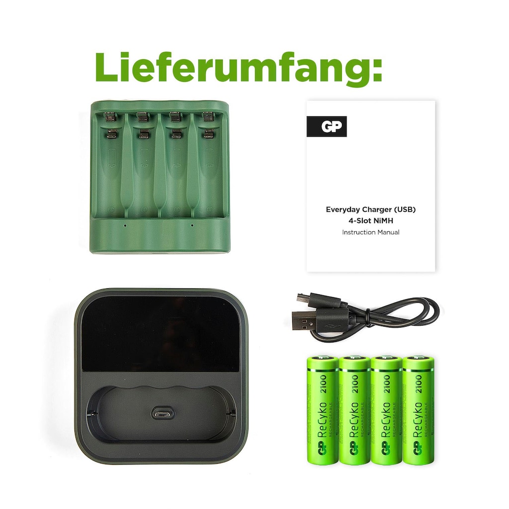 GP Batteries Akku-Ladestation »USB-Akkuladegerät B421 mit Docking Station«