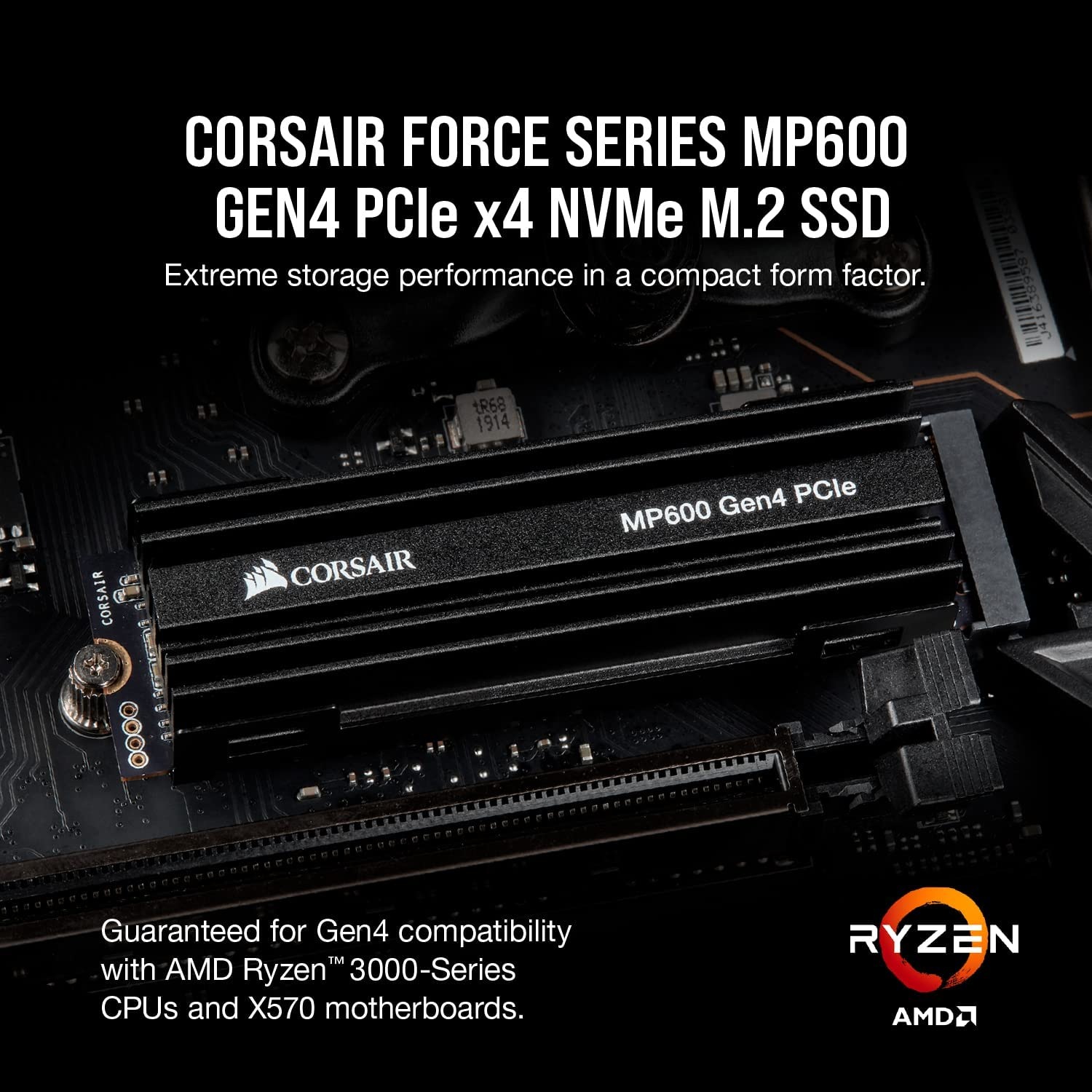 Corsair interne SSD »Corsair Force Series MP600 2TB NVMe PCIe M.2 SSD«, Anschluss M.2 PCIe 4.0, M.2-Kühlkörper