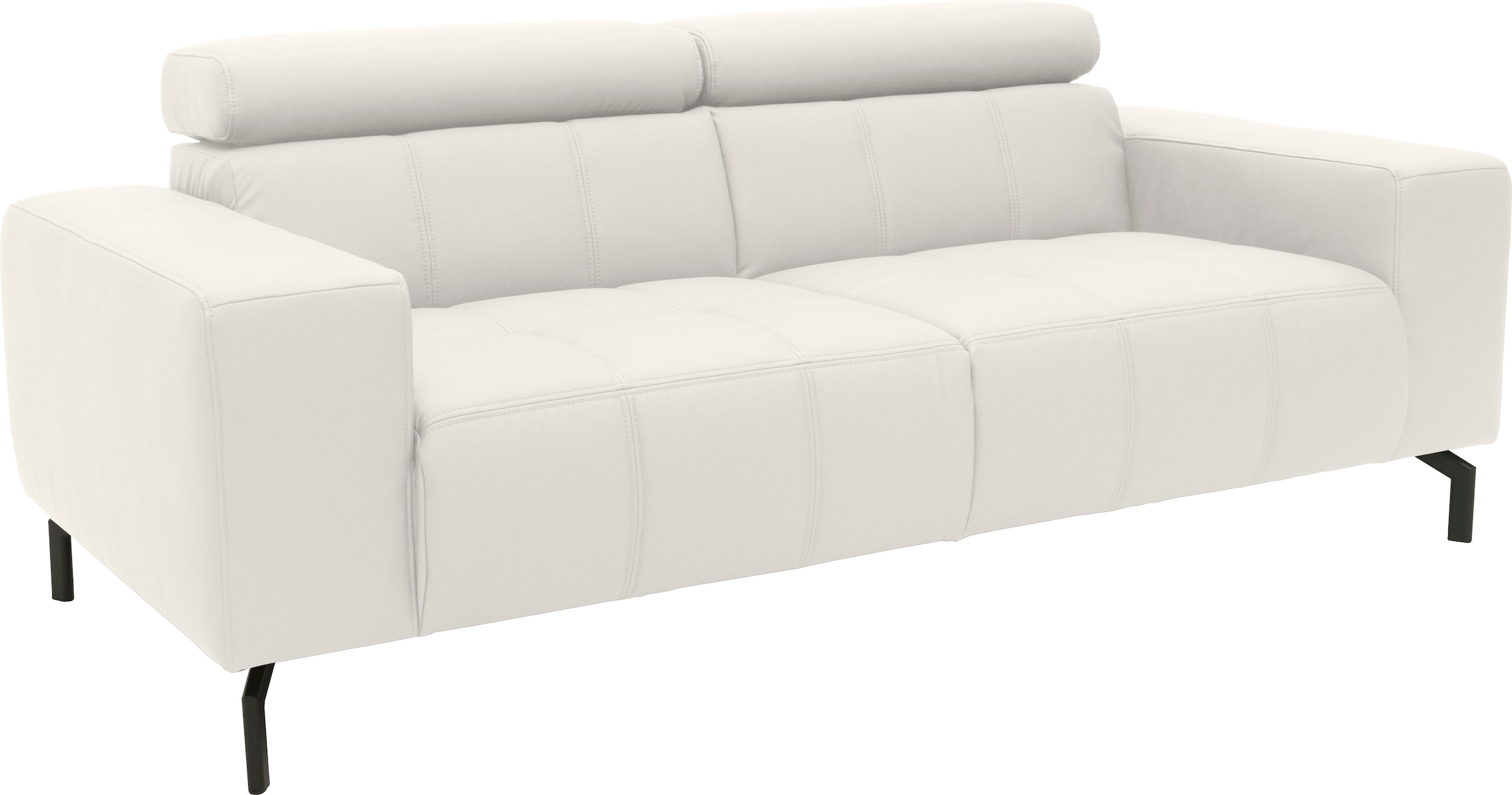 DOMO collection 2-Sitzer »Cunelli zeitlos und elegant, moderne Sitznähte als Designelement,«, wahlweise mit 6-fach verstellbaren Kopfteilen, fester Sitzkomfort