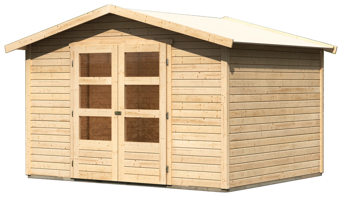 Karibu Gartenhaus »Amberg 5«, (Set), naturbelassen oder anthrazit, mit Boden