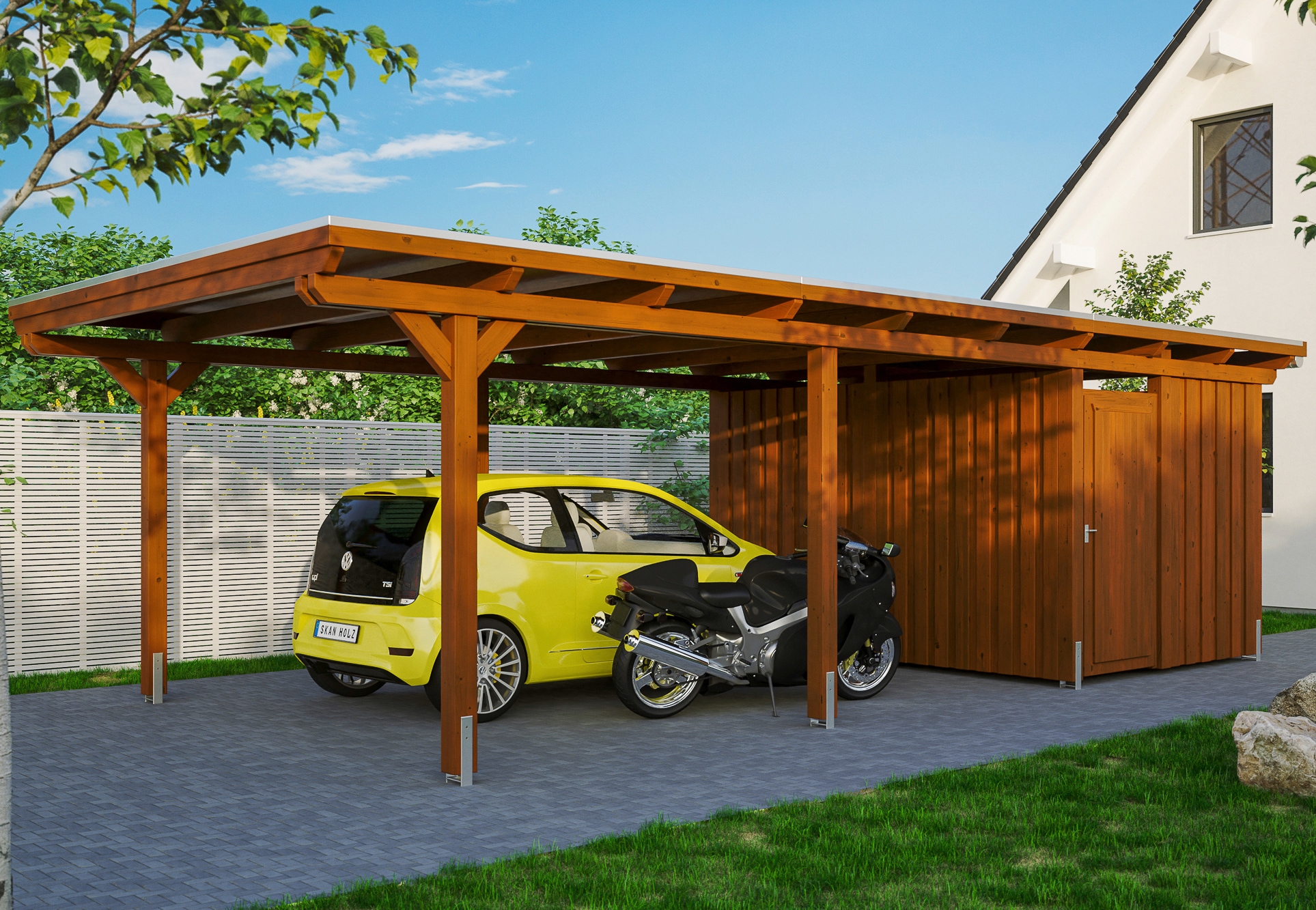Skanholz Einzelcarport "Emsland" Leimholz 341 cm braun