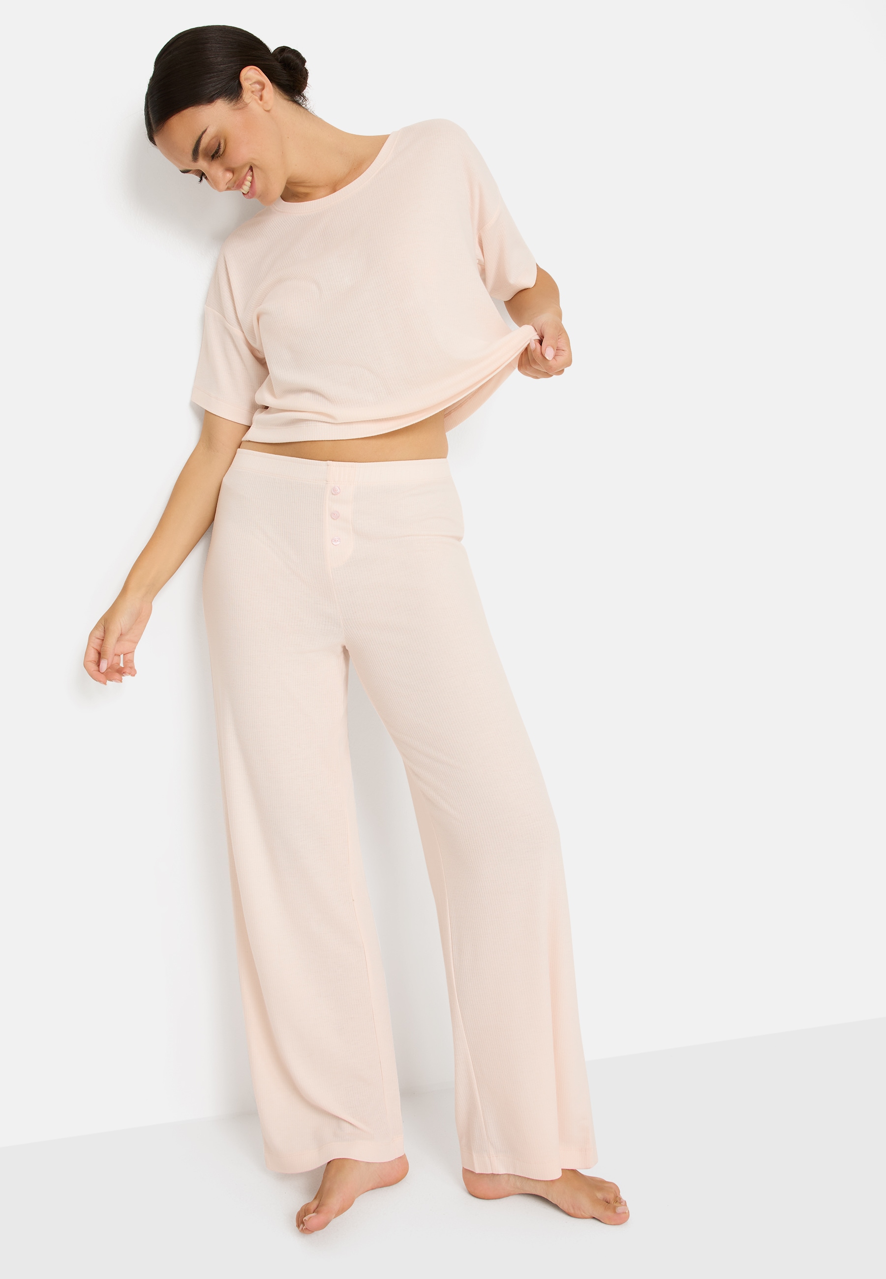 LSCN by LASCANA Pyjama Set, 2 mit kleiner Zierknopfleiste an der Hose