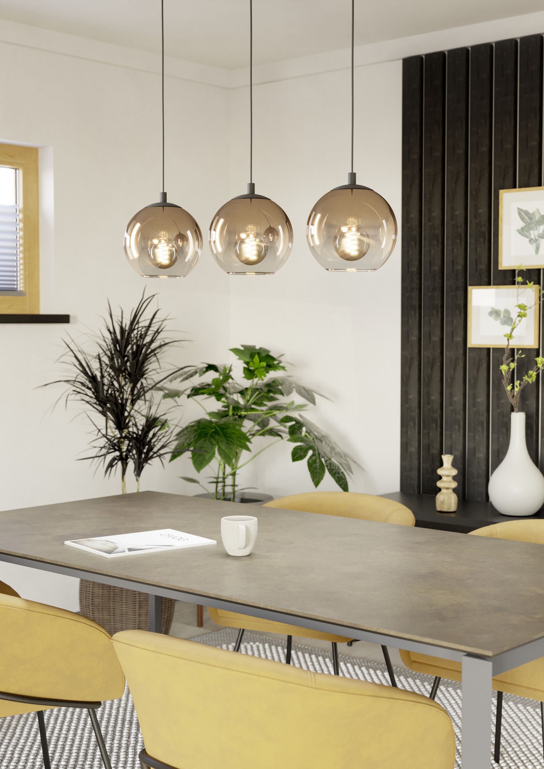 EGLO Hängeleuchte »ARISCANI 1 Pendellampe - Stahl - E27 - 3X60W - IP20« E27 1 Stk. Hängelampe, Deckenlampe, Wohnzimmer, Esszimmer, L76,5 x B16,5 x H110cm