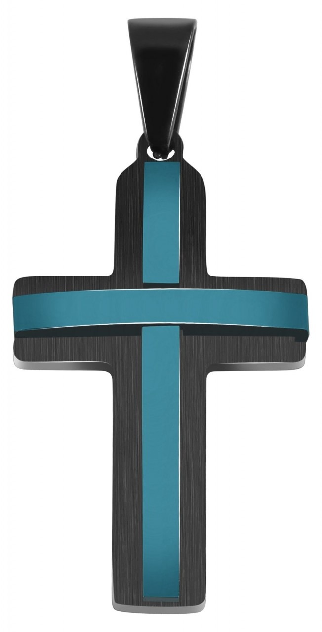 Kettenanhänger ADELIA´S "trendiger Kreuz Anhänger aus Edelstahl", blau, Schmuckanhänger, Damen, Edelstahl, Kettenanhänger