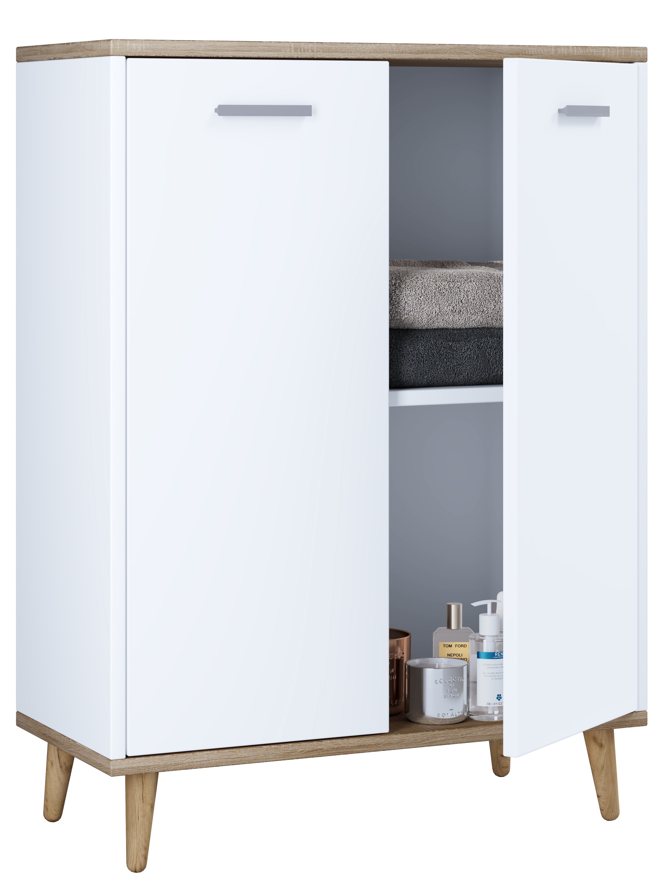 Kommode VCM, B:60cm T:28cmweiß, honig, eiche, Sideboards, "Holz Kommode Dielenmöbel Sideboard Anrichte Lindas"