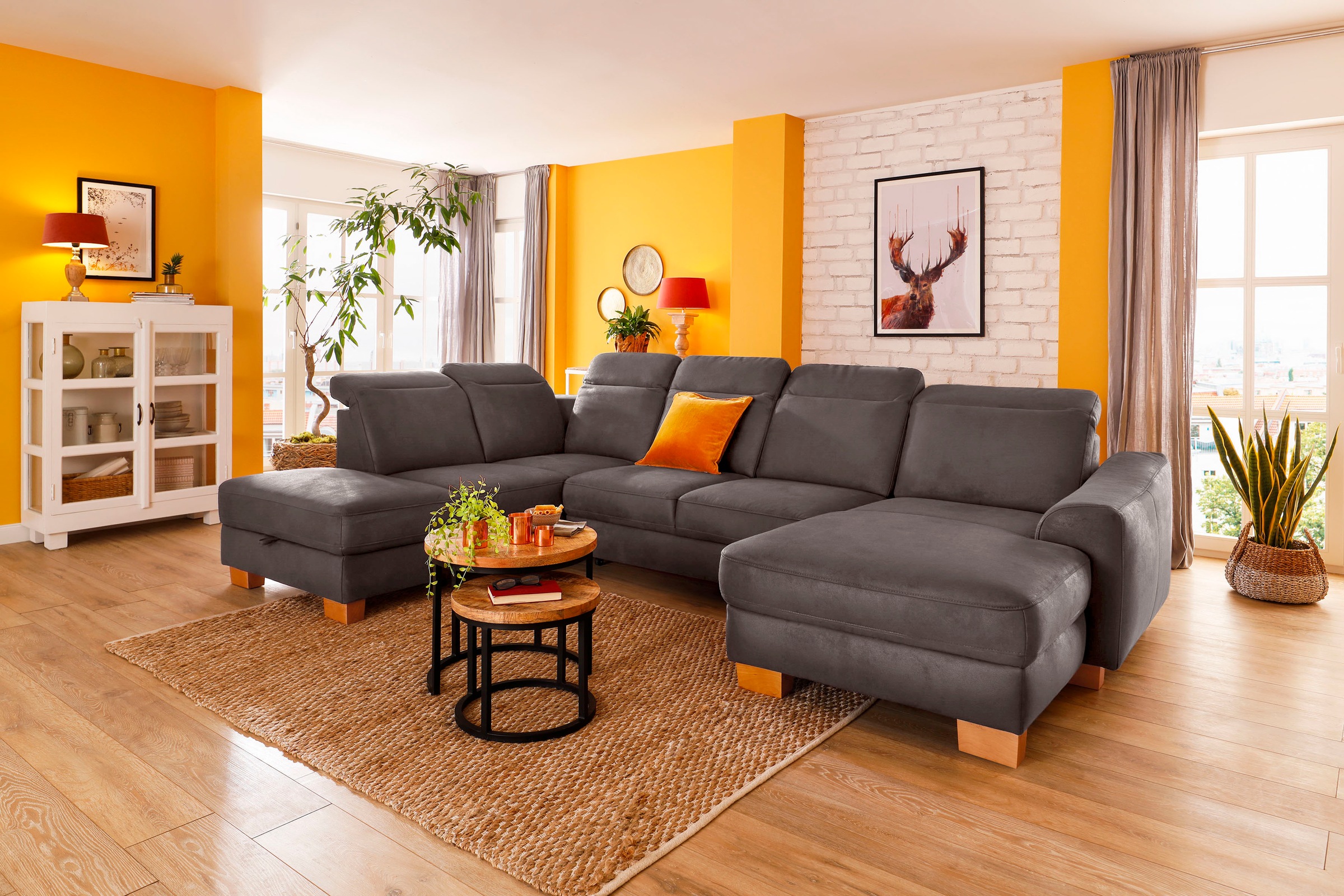 Home affaire Wohnlandschaft "Dundee U-Form" wahlweise mit Kopfteilverstellu günstig online kaufen