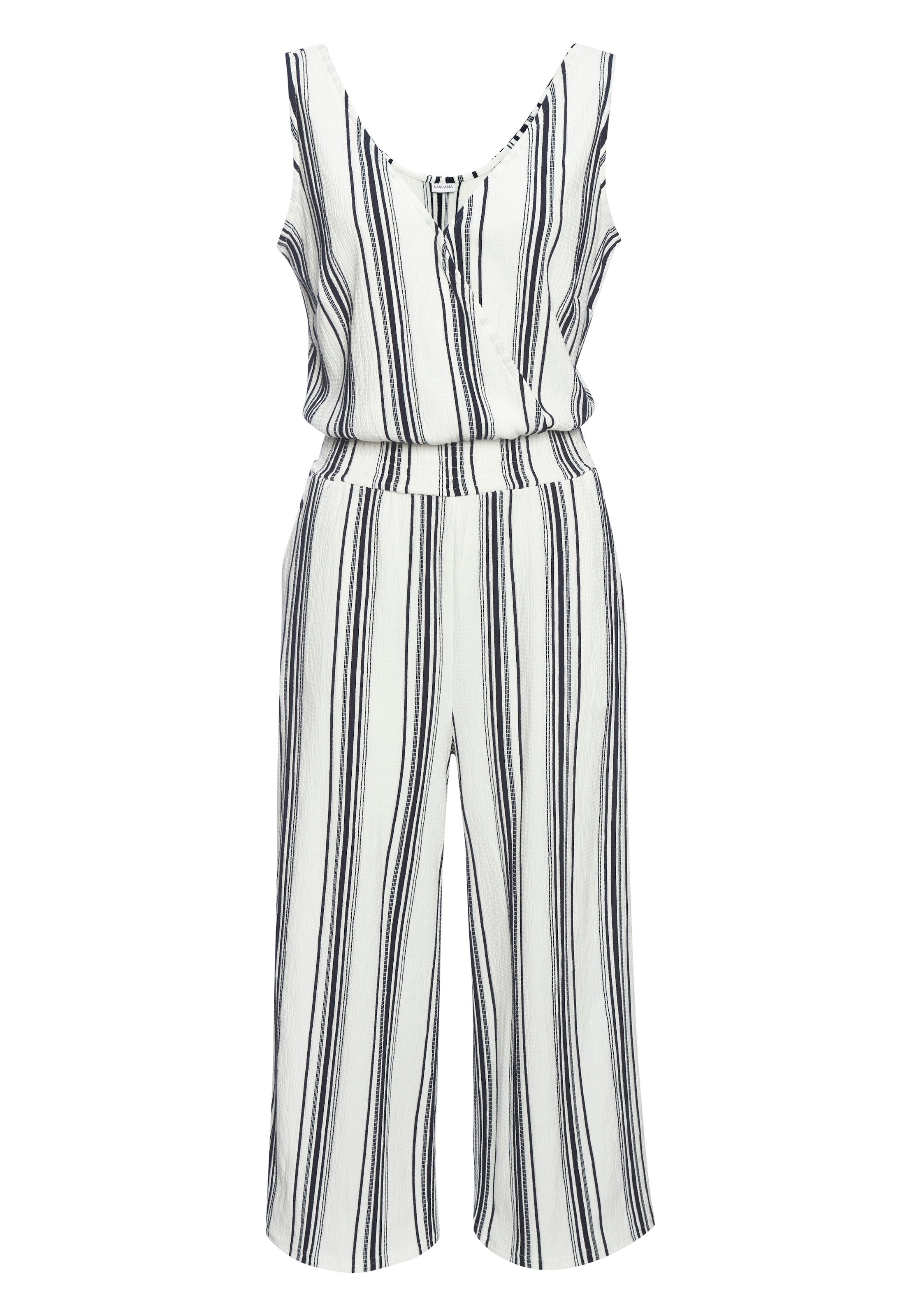 LASCANA Culotte-Overall aus strukturierter Ware, sommerlicher Jumpsuit mit Streifen
