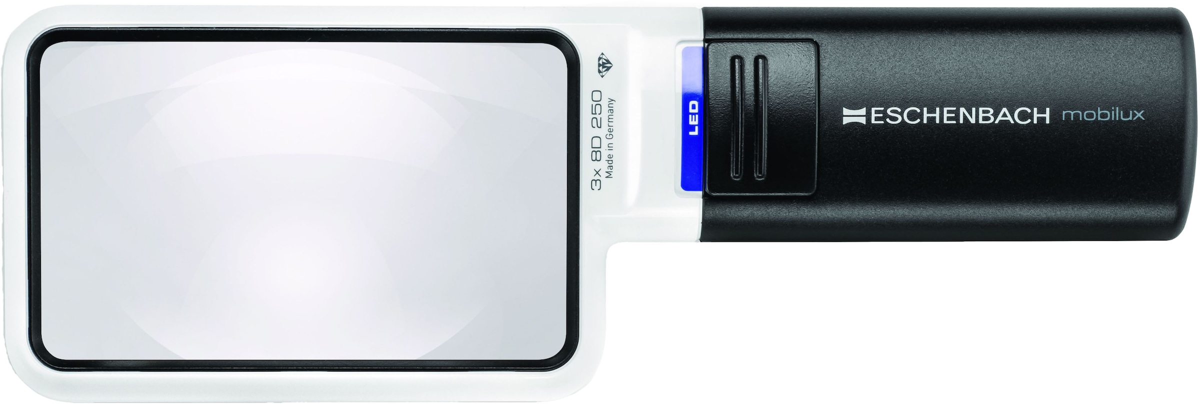 Leuchtlupe "mobilux LED", weiß, ESCHENBACH OPTIK, Lupen, Stromsparend, LED-Technik, 3-fach Vergrößerung