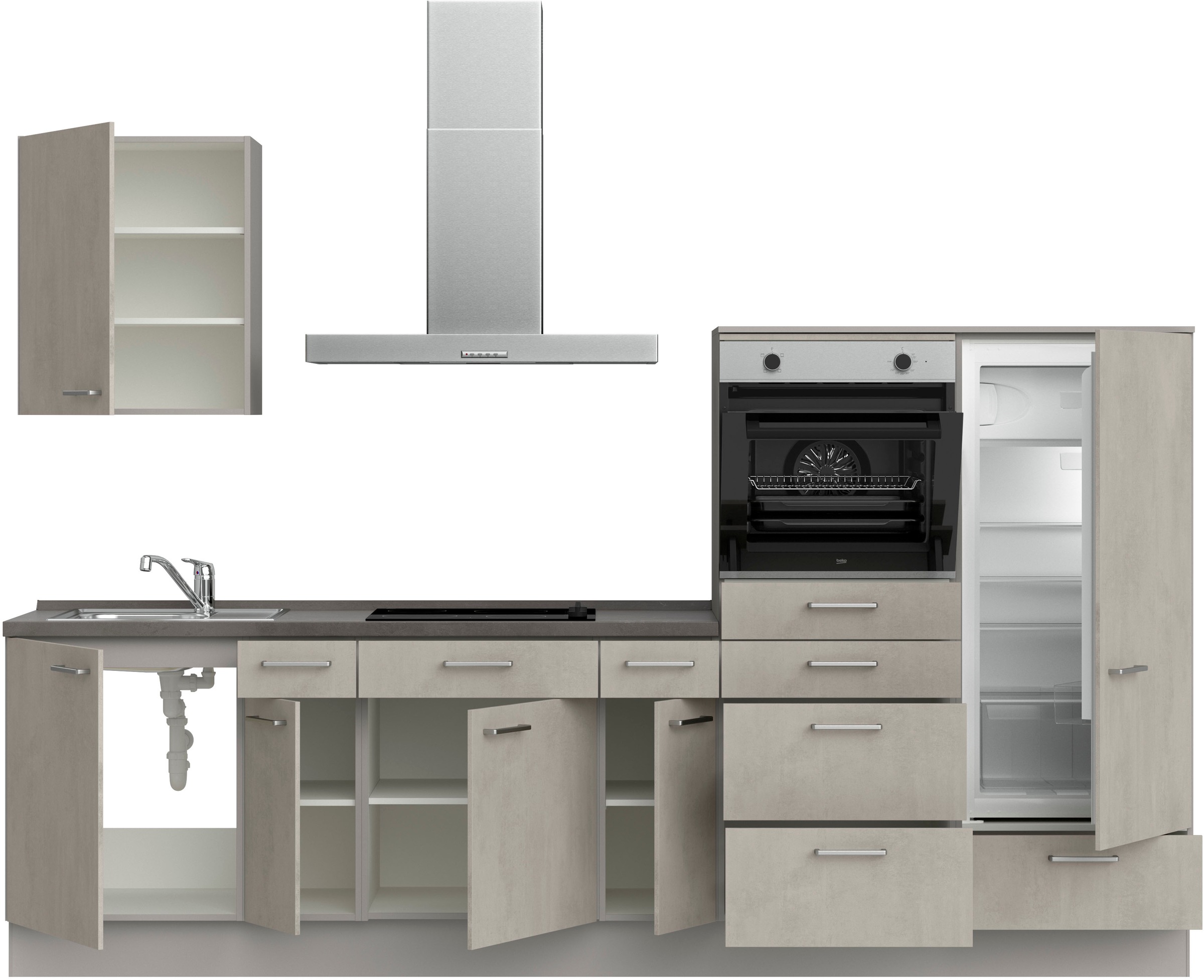 nobilia® Küchenzeile »"Riva I"«, vormontiert, Ausrichtung wählbar, Breite 300 cm, wahlw. mit E-Geräten