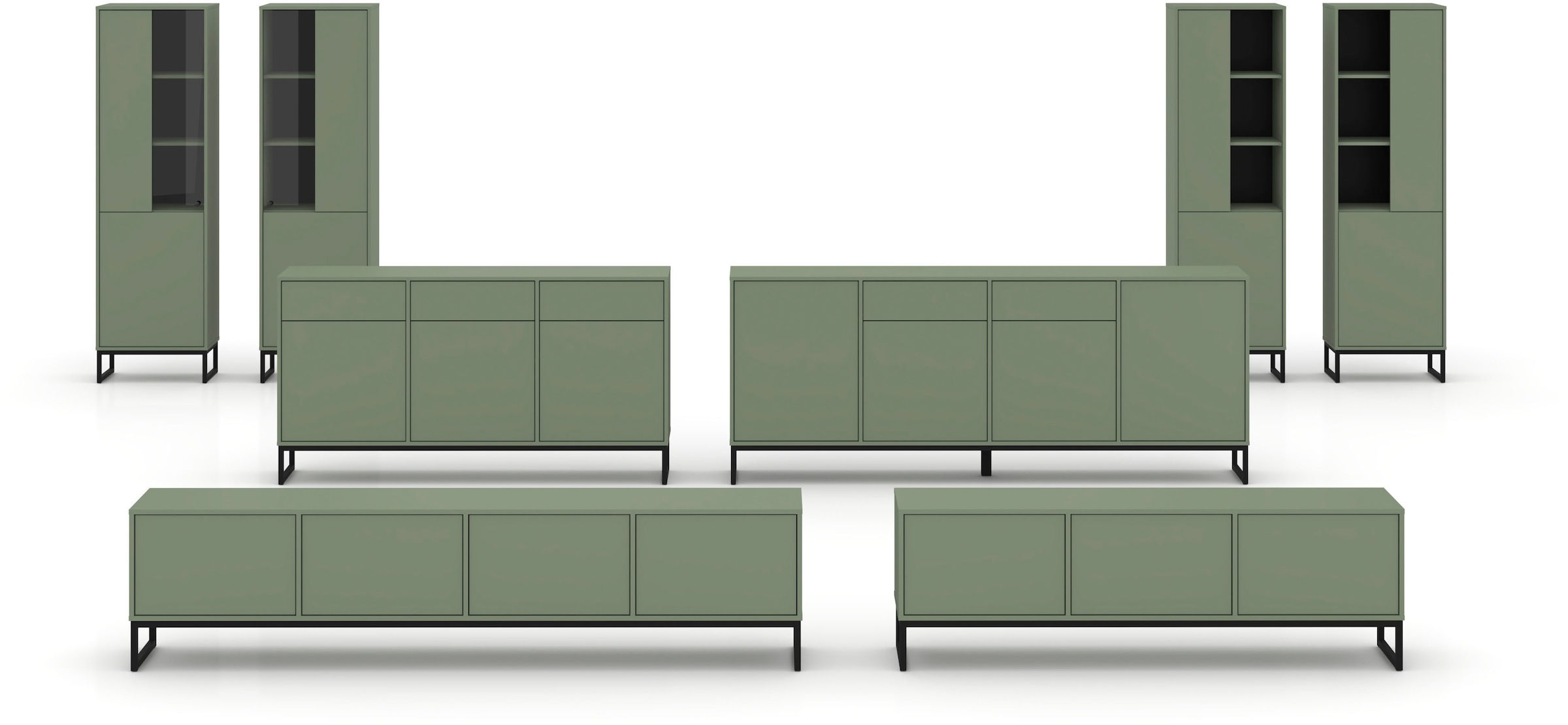 OTTO home Sideboard »Loft, Breite 157 cm, grifflose Kommode 3 Türen/3 Schubkästen.« Schubladenschrank mit viel Stauraum, Einlegeböden verstellbar