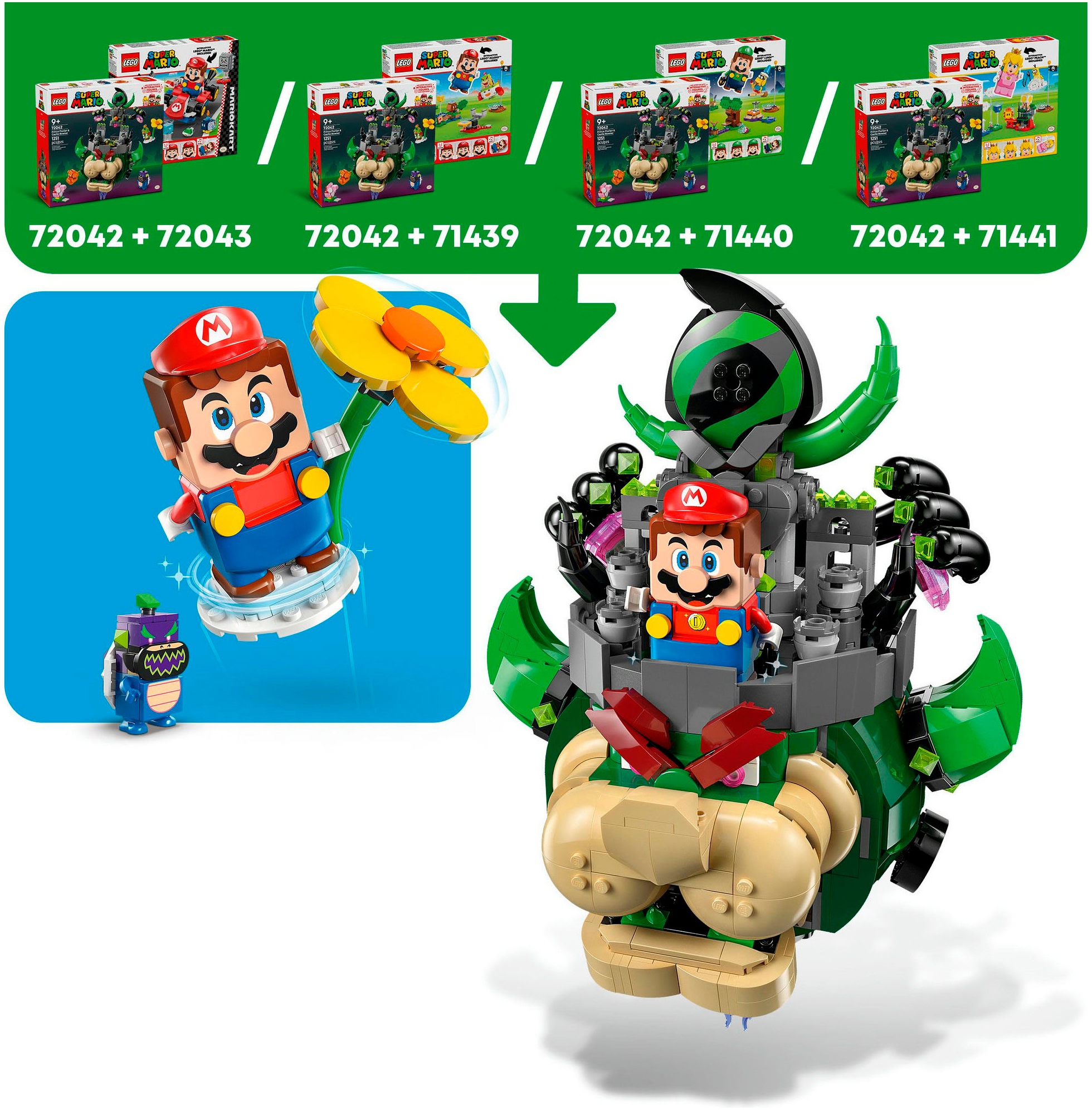 LEGO® Konstruktionsspielsteine »Prinz Florian & Schloss-Bowser (72042), LEGO Super Mario«, (1251 St.), Made in Europe