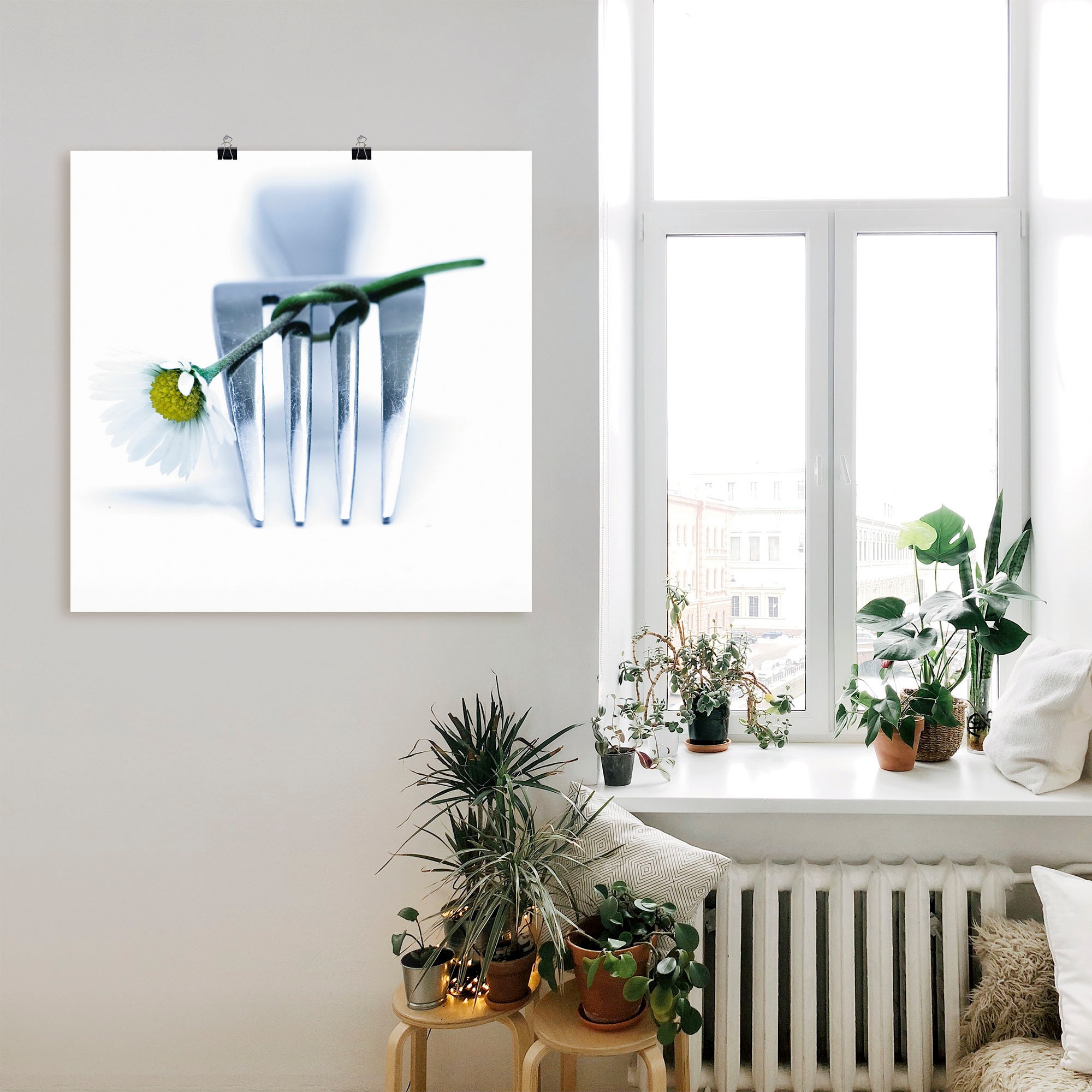 Artland Wandbild »Gabel und Blume«, Geschirr & Besteck, (1 St.), als Leinwandbild, Poster in verschied. Größen