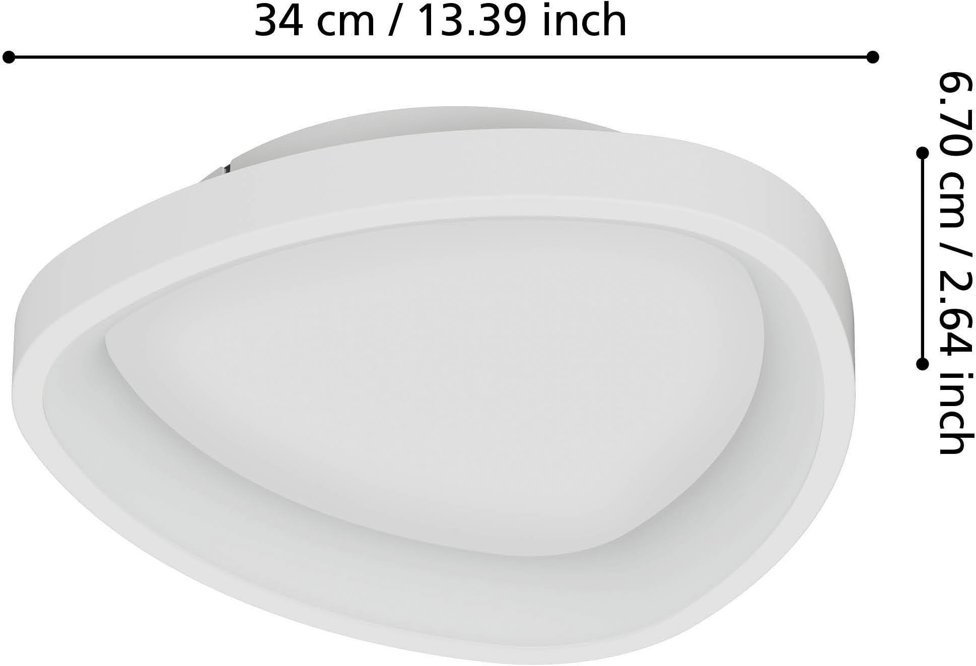 EGLO Deckenleuchte »Lortello Deckenlampe, dreieckige Bürolampe, Metall und Kunststoff« LED-Modul 1 Stk. Kaltweiß | Neutralweiß | Warmweiß Wand-/Deckenleuchte - H7,5 x Ø35 cm - weiß - 12W inkl.