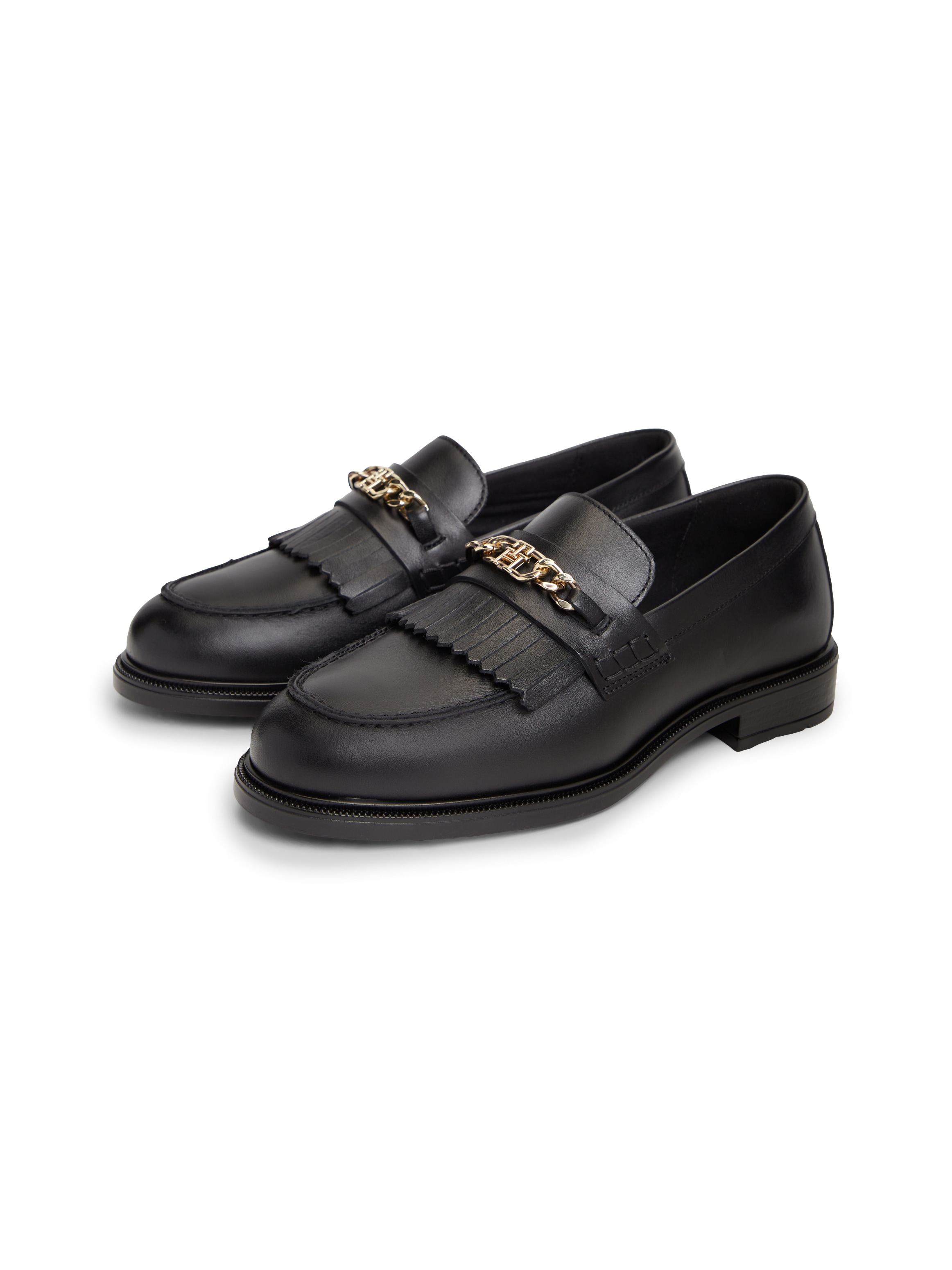 Tommy Hilfiger Loafer "TH CHAIN FRINGE LEATHER LOAFER" Blockabsatz, Slipper, Businessschuh mit modischen Fransen