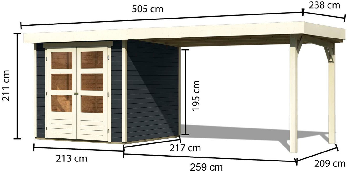 Karibu Gartenhaus »Askola 2«, mit Anbaudach