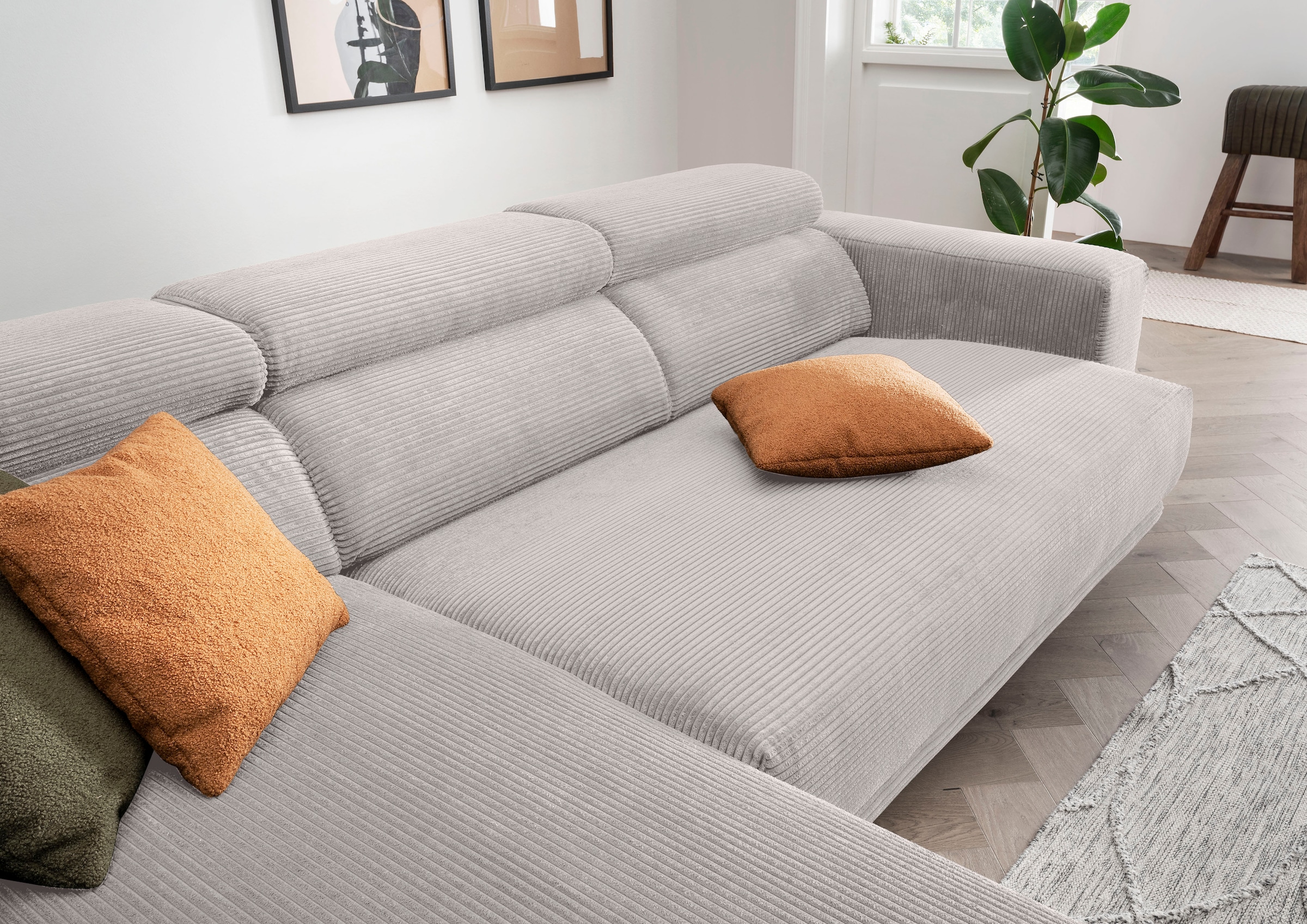 alina Ecksofa »Hikari«, wahlweise mit Sitzvorzug, in modernem Cordstoff, Breite 276 cm