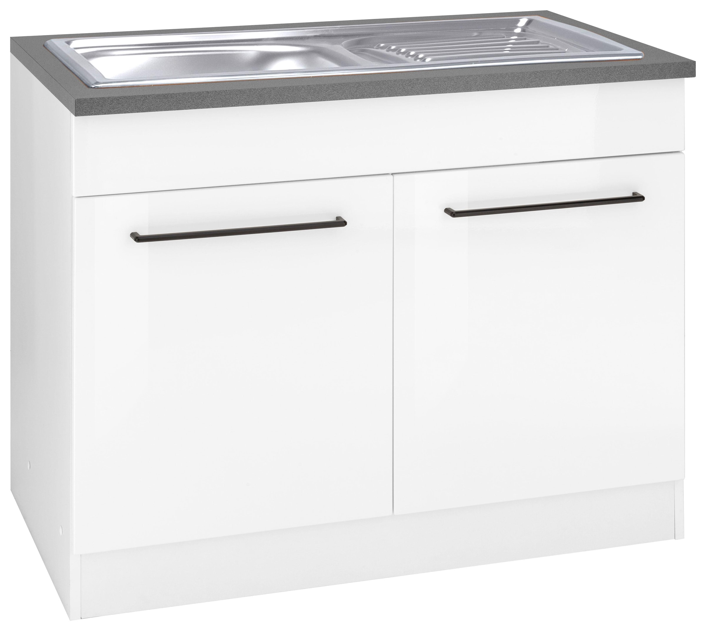 KOCHSTATION Spülenschrank »KS-Tulsa«, 100 cm breit, 2 Türen, Metallgriff, MDF Front, inkl. Einbauspüle