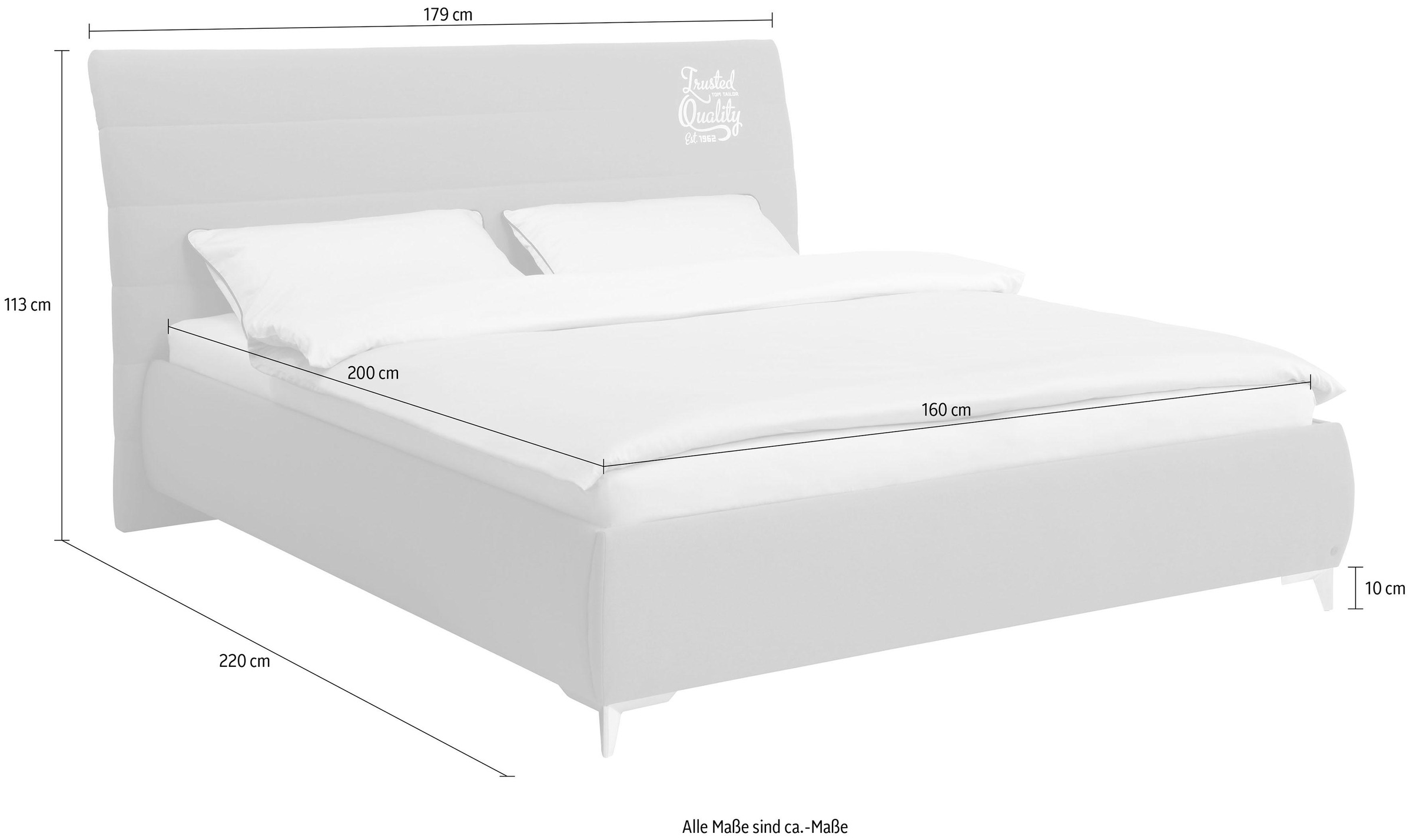 TOM TAILOR Polsterbett »SOFT LINES BED«, mit geschwungenem Kopfteil mit horizontaler Steppung