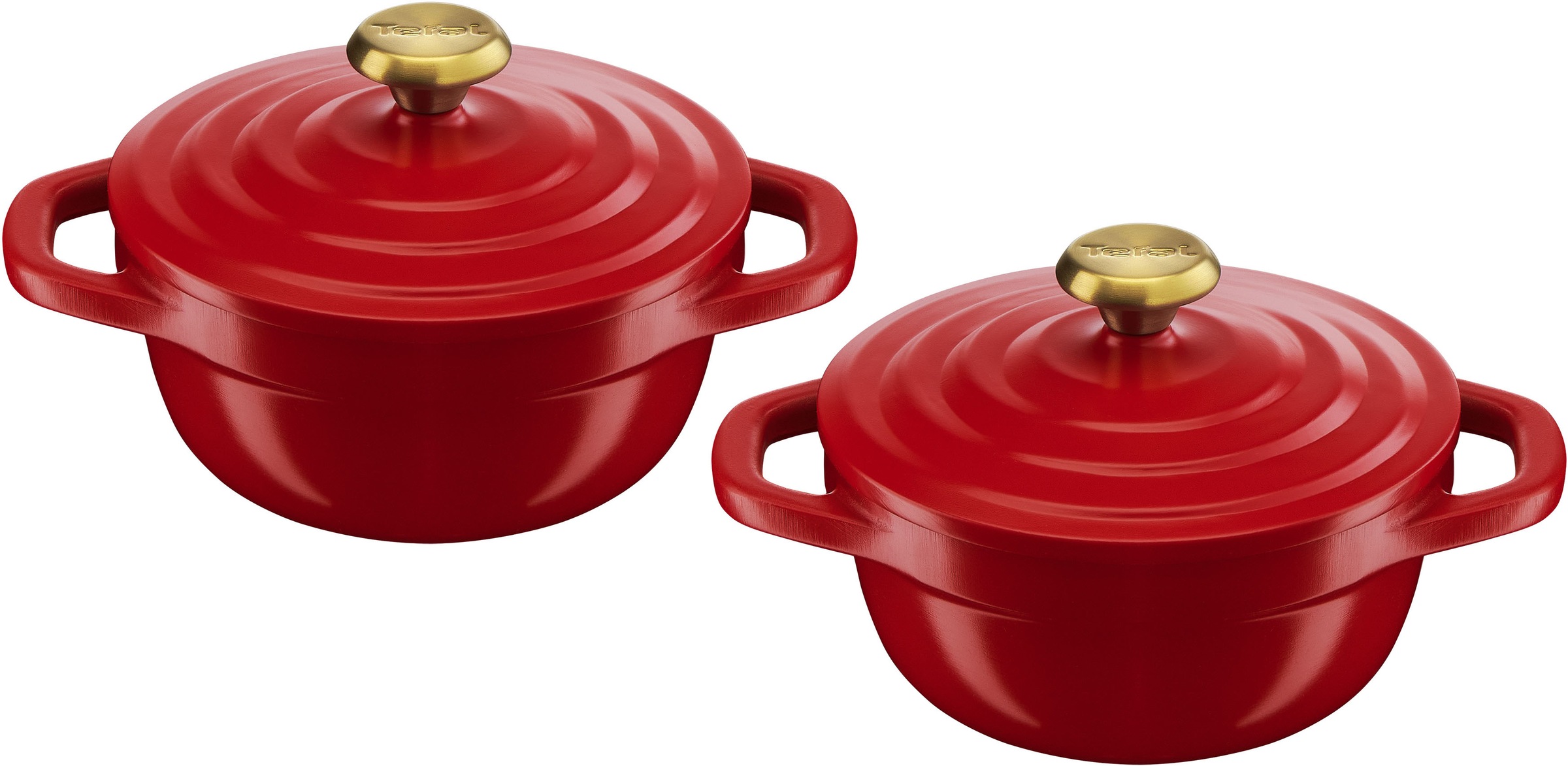 TEFAL Topf-Set "Air", Ø 11cm + Höhe 8,8cmrot, Töpfe, 2-tlg., 11 cm, Keramikversiegelung, Kondensationsdeckel, backofenfest