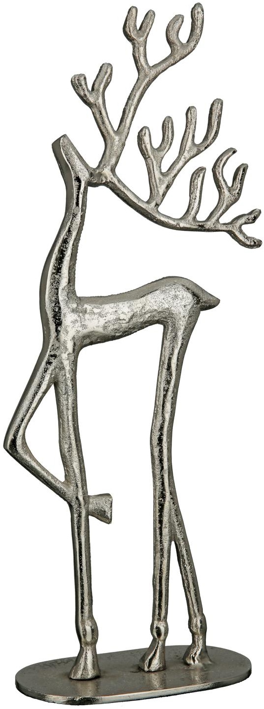 Casablanca by Gilde Skulptur "Figur Nordy silberfarben" Rentier Dekofigur Weihnachten Winter Geweih Tischdekoration