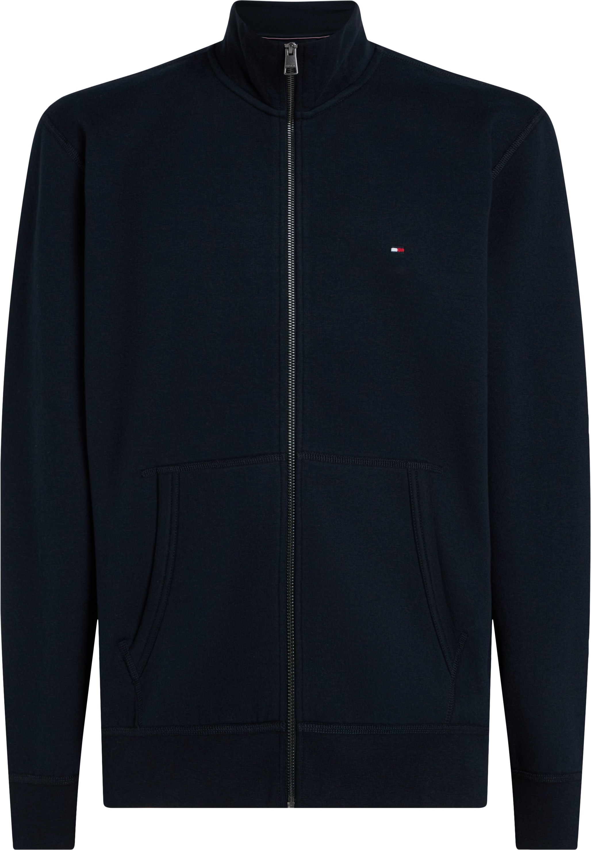 Tommy Hilfiger Sweatjacke »ESSENTIAL FLEECE ZT STAND COLLAR«, mit Logostickerei