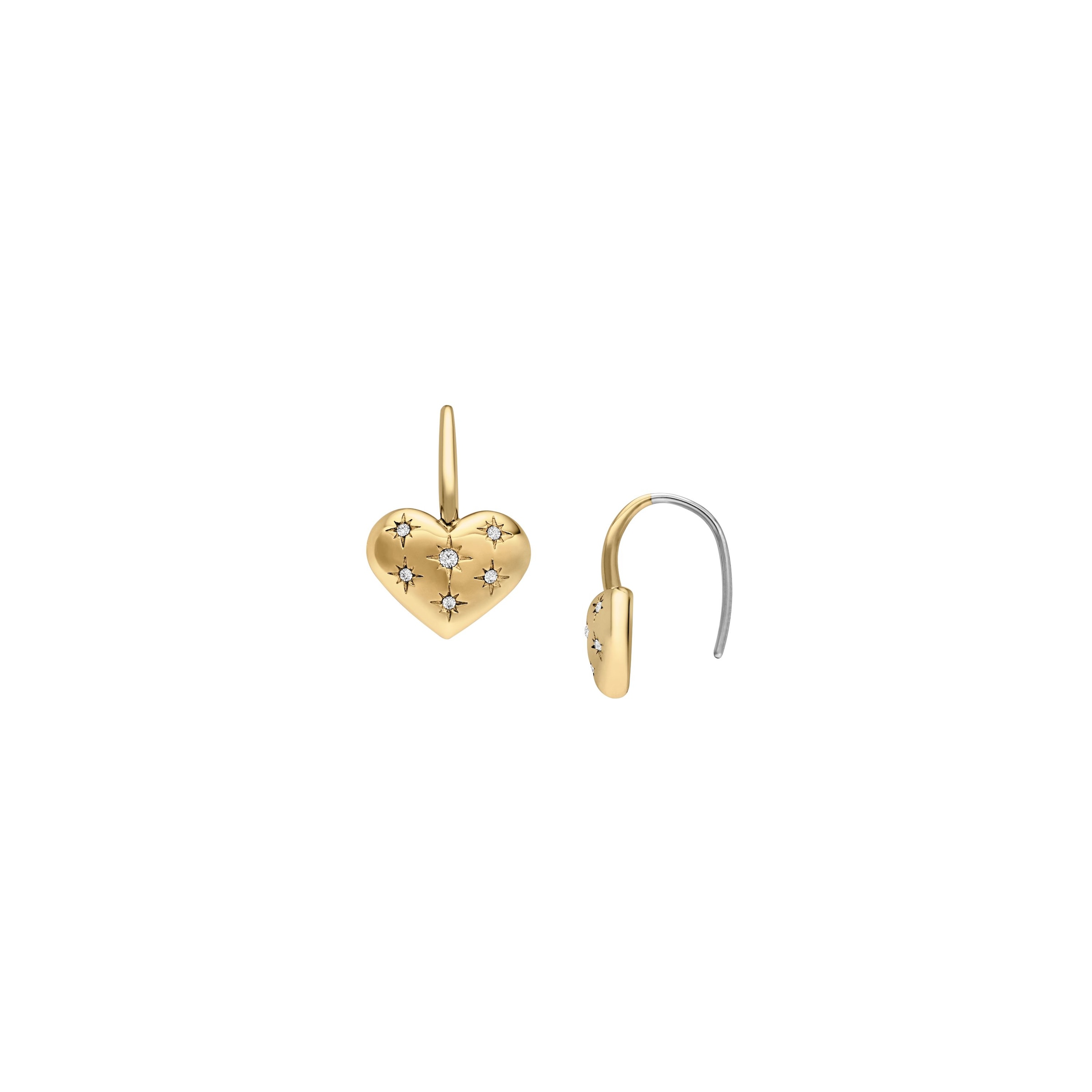 Fossil Paar Ohrhaken »Schmuck Geschenk Edelstahl SADIE Herz, JF04833710«, mit Glasstein