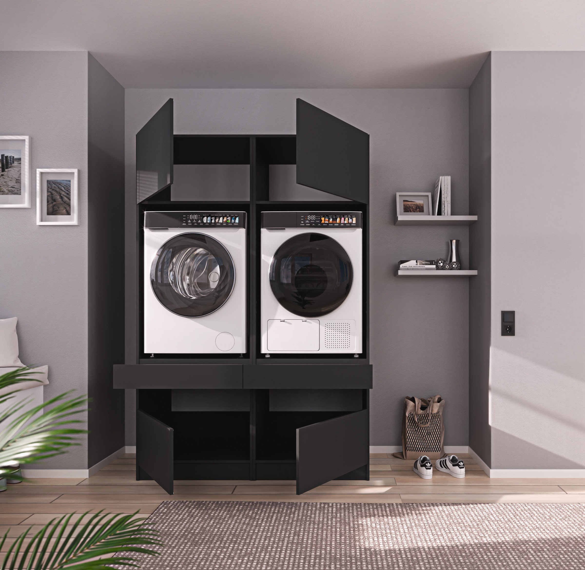BASIC by Balculina Mehrzweckschrank-Set »Washhome B/T/H 135x68x200 cm« 2 Stk. tlg.