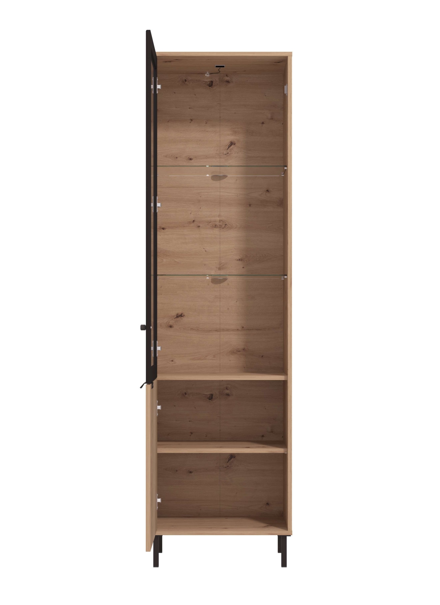 Home affaire Vitrine »Mayenne Vitrinenschrank, Standvitrine, Showcase, B/H: 54,5/195 cm«, Holztür mit Rillen-Optik, Glastür, Modernes Design