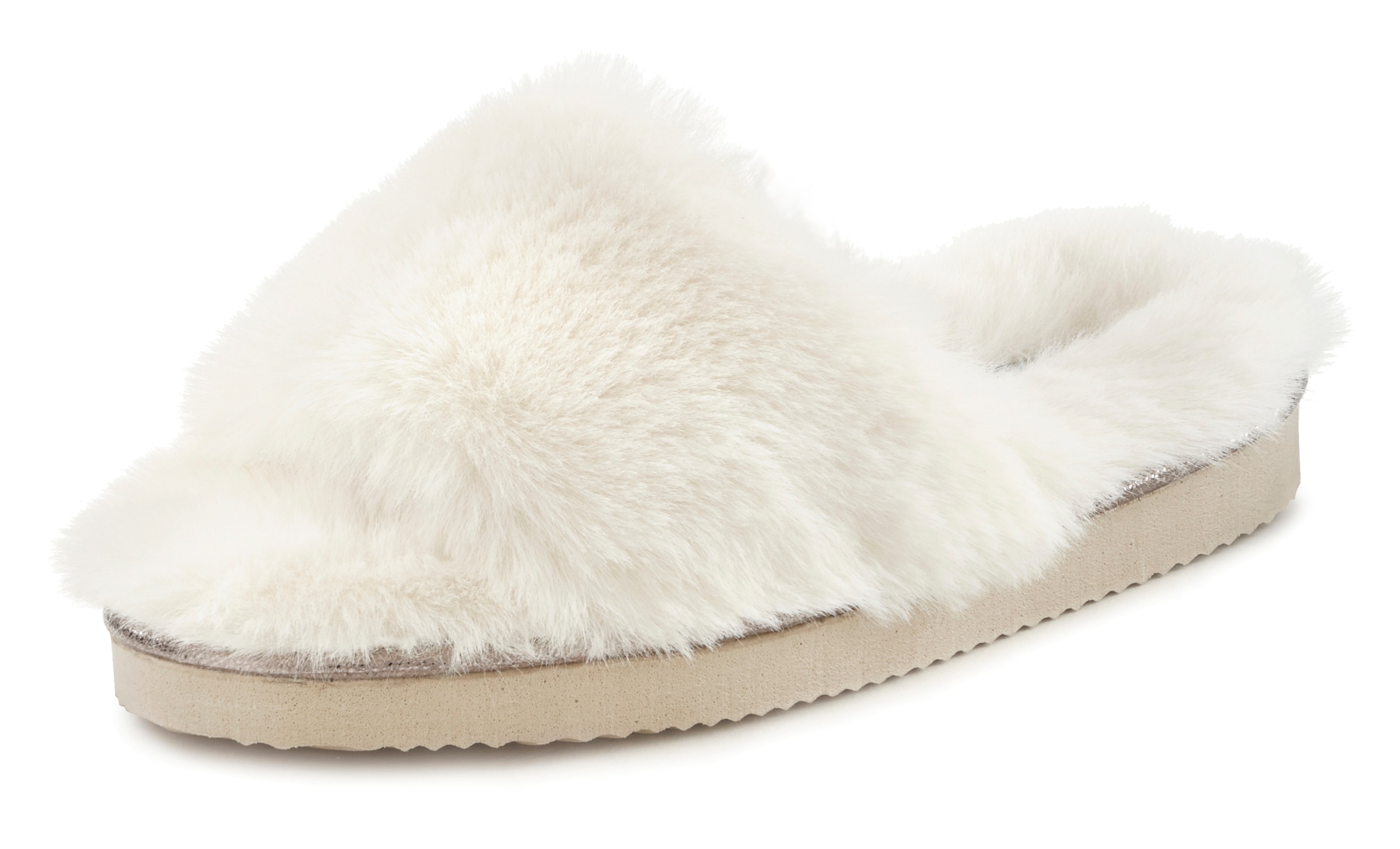 LASCANA Hausschuh Pantolette mit kuscheligem Fellimitat VEGAN