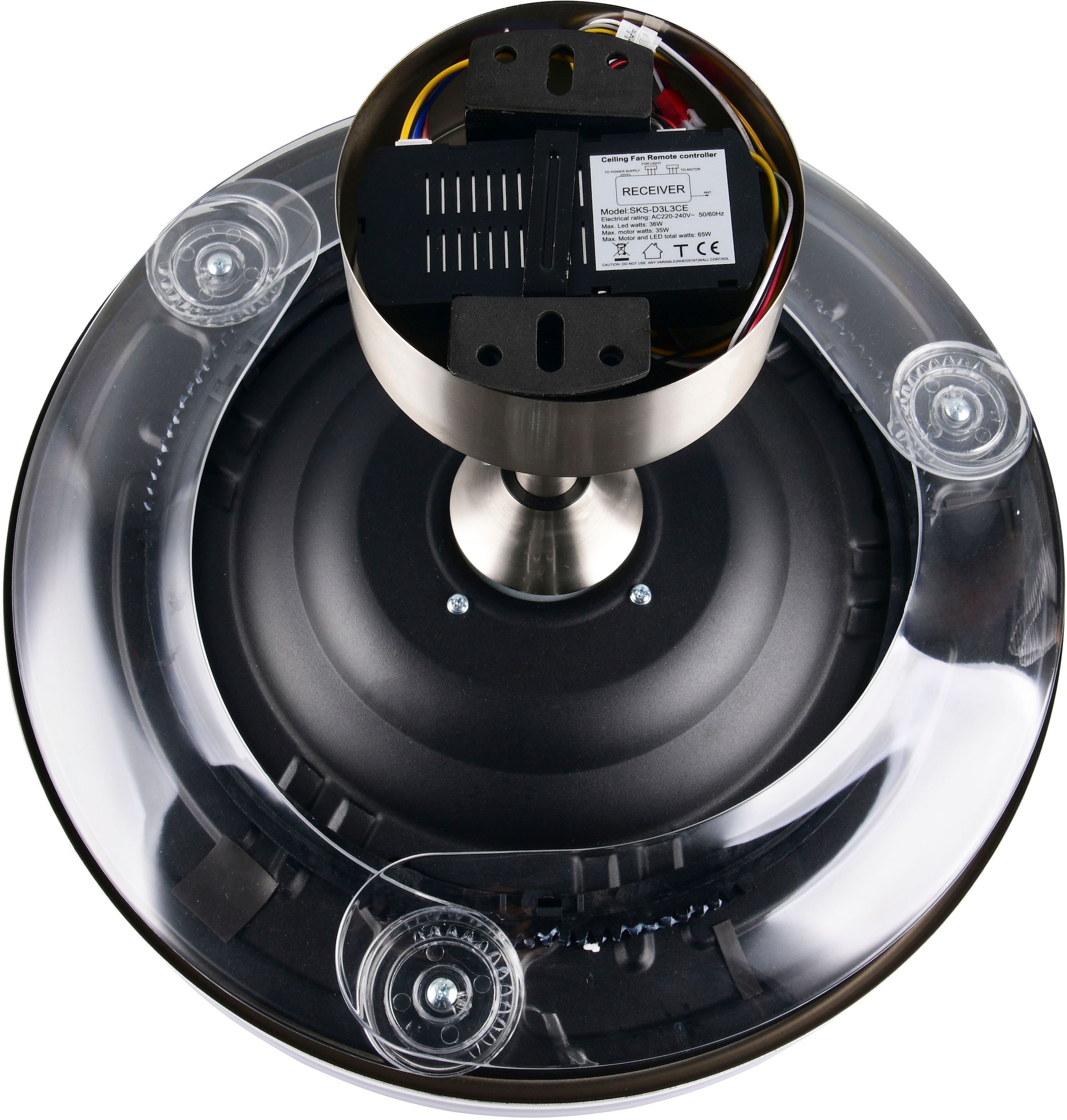REALITY Leuchten LED Deckenleuchte »VOLDA mit Ventilator, Deckenventilator mit ausklappbaren Flügeln 30W« LED-Board 1 Stk. Farbwechsler | warmweiß - kaltweiß Ø 49-106 cm (aufgeklappt), 6 Stufen, LED 30W CCT dimmbar Timer Fernb.