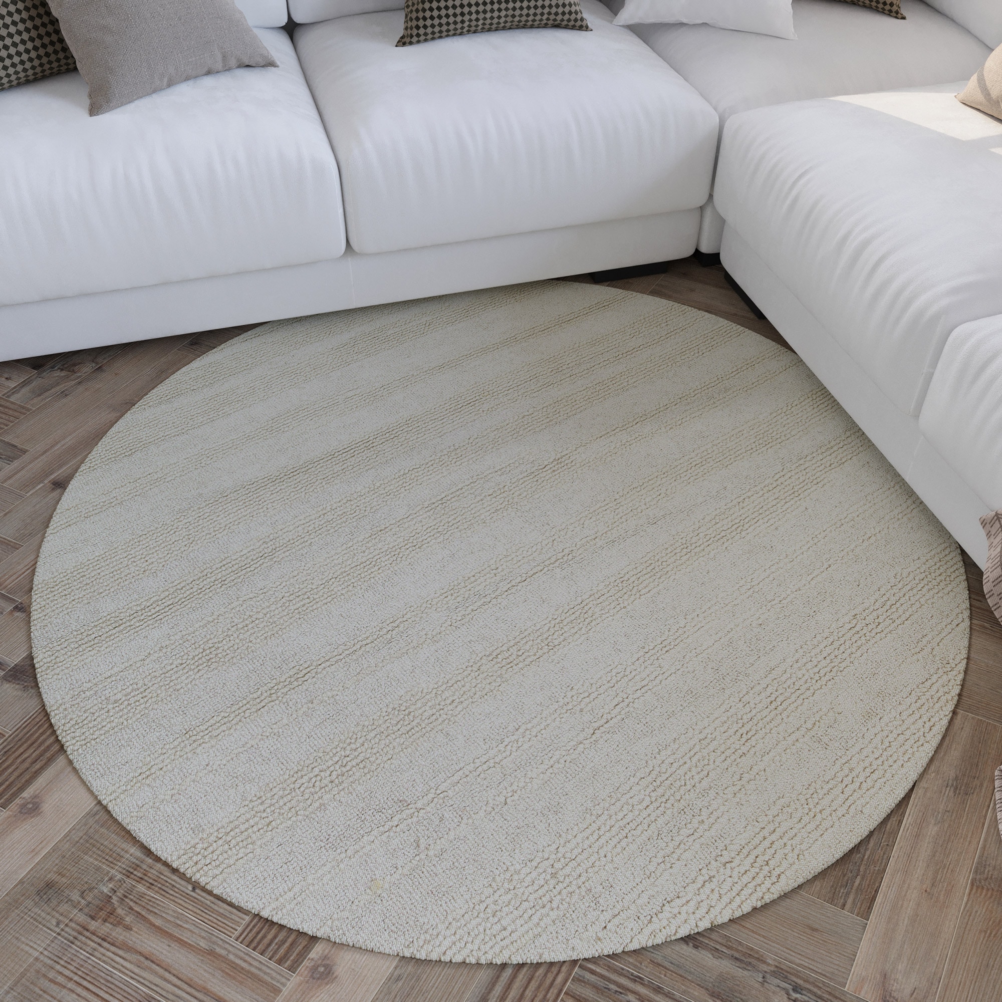 Wecon home Teppich "Hamptons TWENTYSEVEN" rund 15 mm Höhe Kurzflor, Wohnzimmer, Schlafzimmer, elegant, robust, Linien-Muster