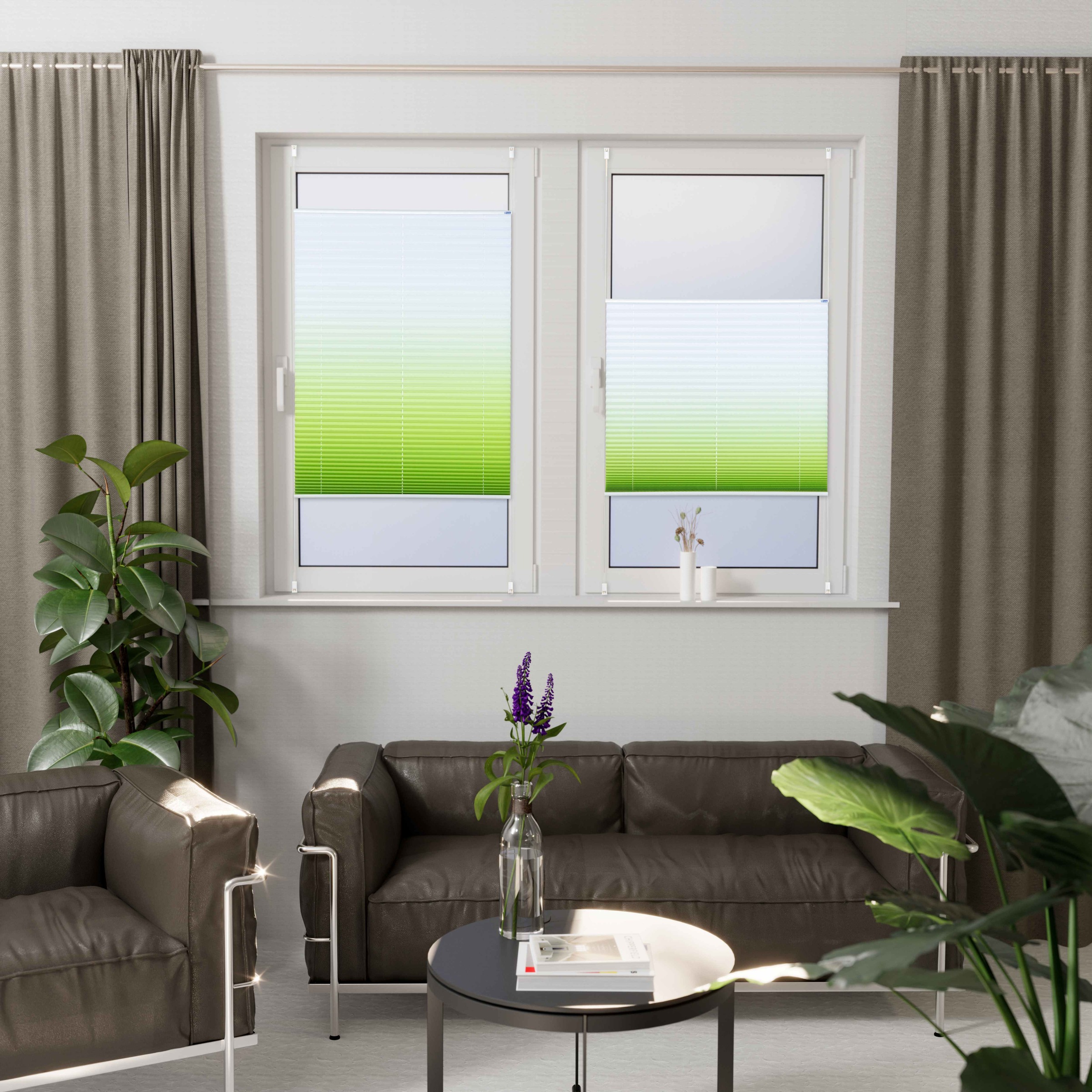 Thumbnail - K-HOME Plissee "Farbverlauf Sunrise" Lichtschutz ohne Bohren verspannt