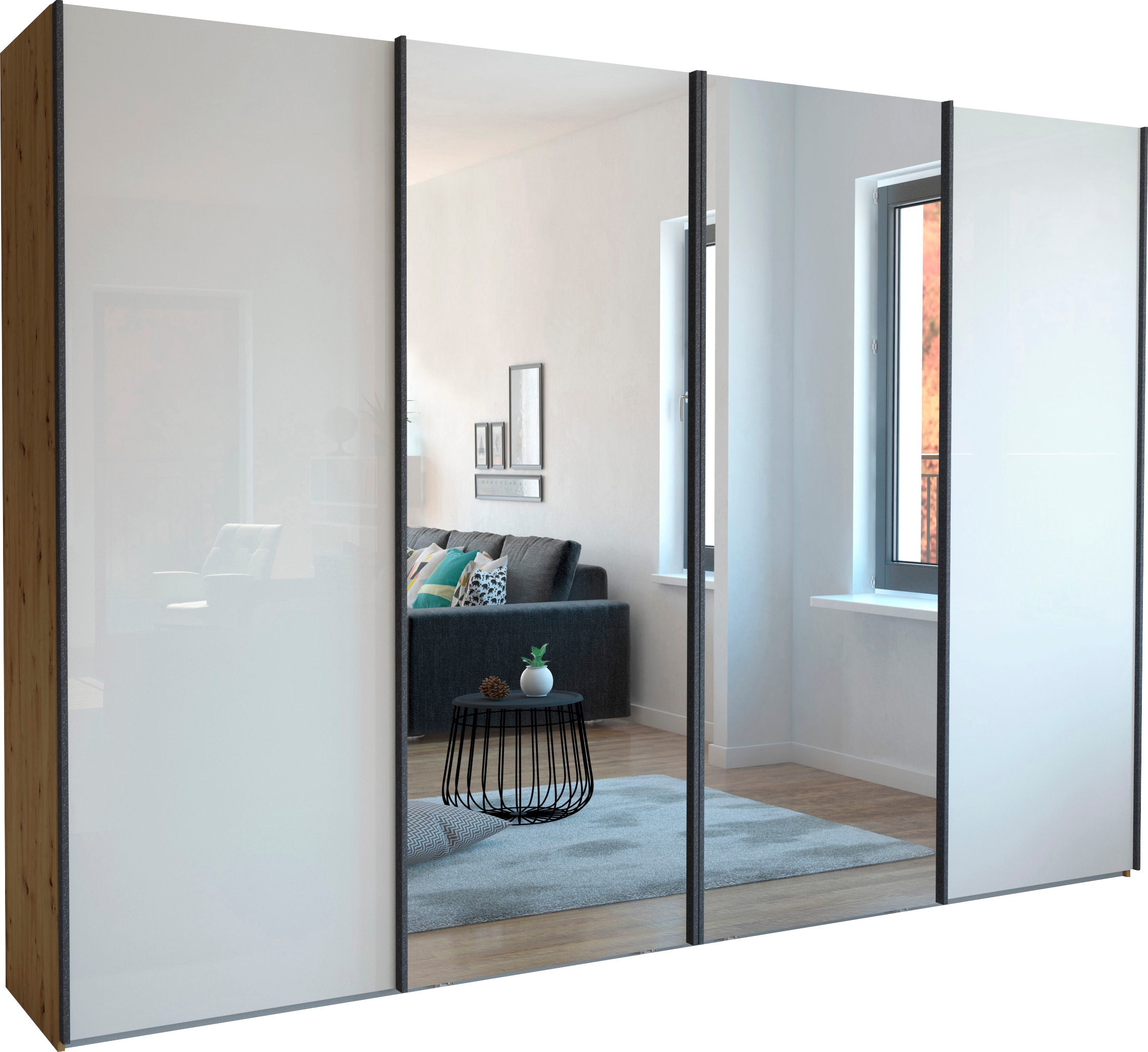 WIEMANN Schwebetürenschrank »Monaco«, hochwertige Glas- und Spiegelfront