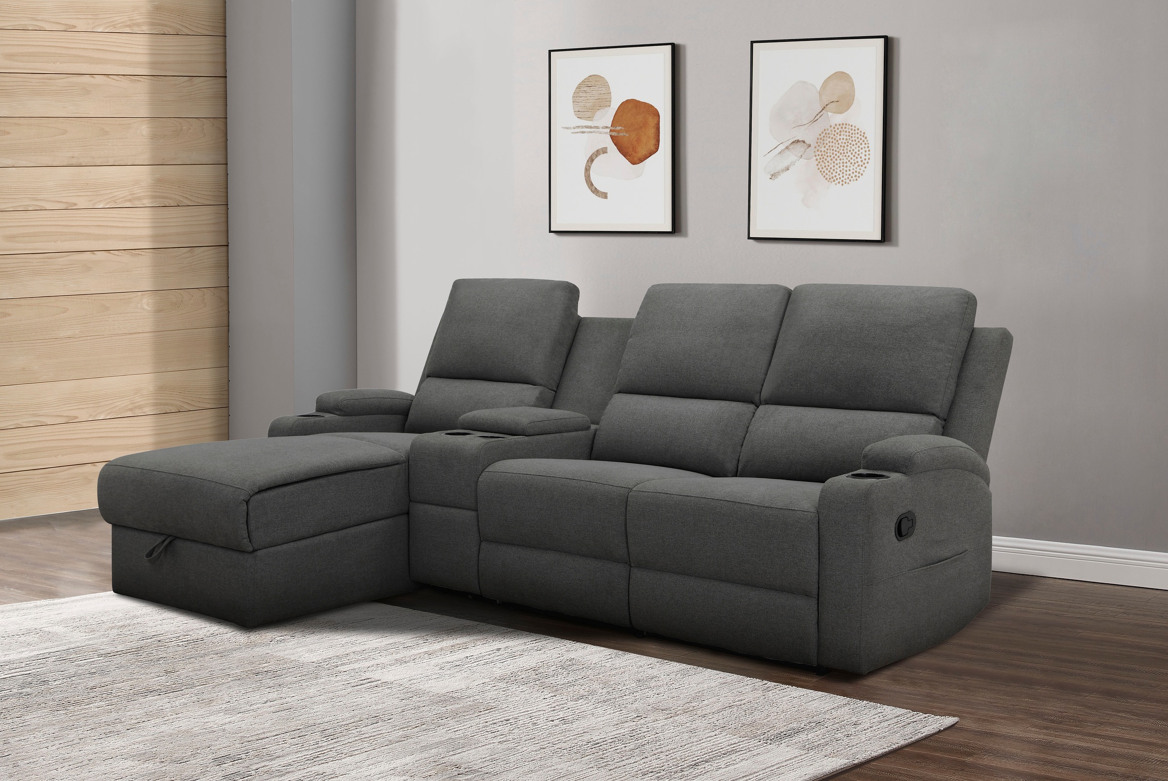 Home affaire Ecksofa "NAPORI Multimediasofa, 3er Kinosessel XXL, L-Form, 3 günstig online kaufen