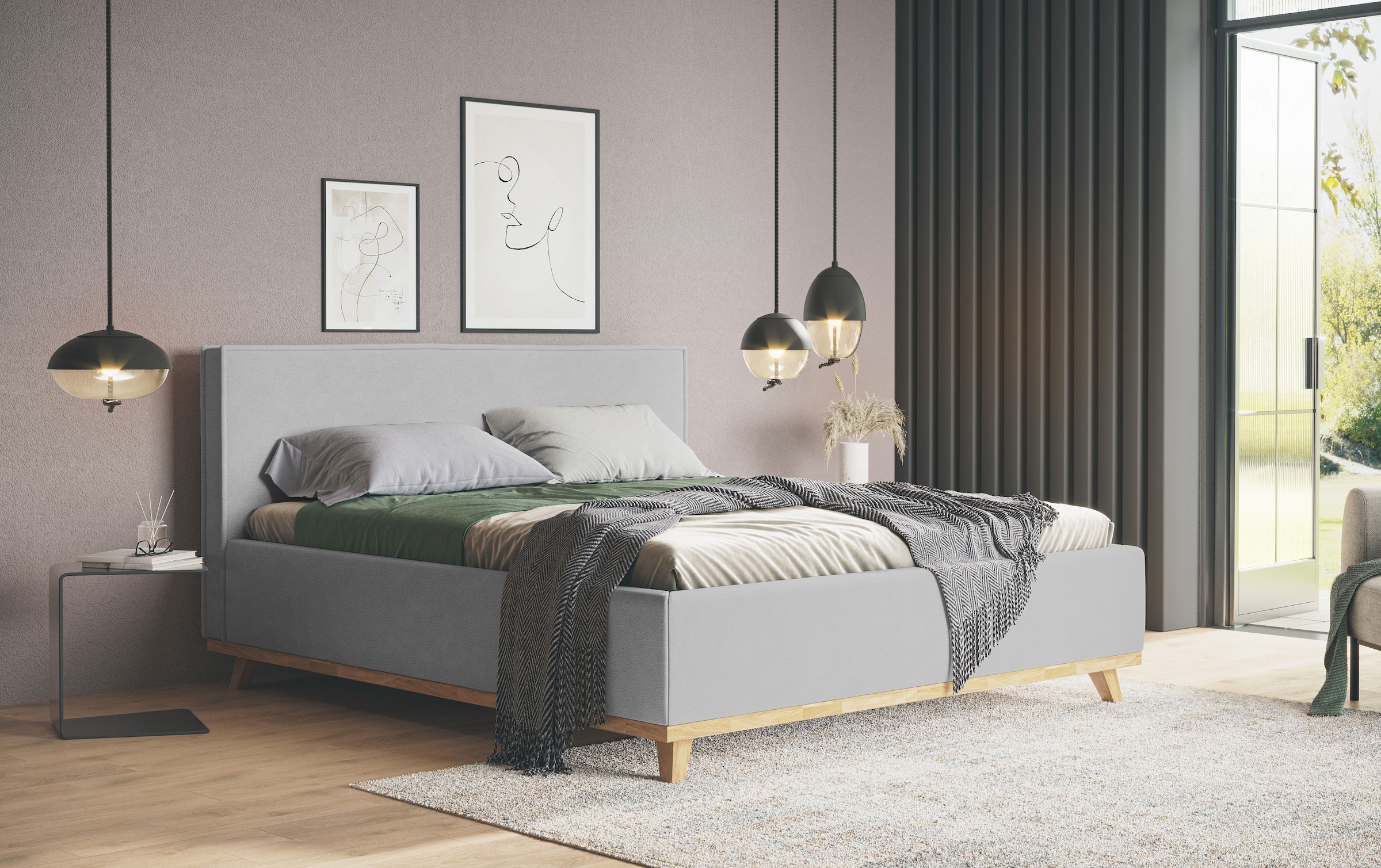 Polsterbett COTTA, B:171cm H:112cm L:222cmlight grau, Betten, "MILLI I wahlweise mit Bettkasten", erhältlich in den Größen 160x200cm & 180x200cm