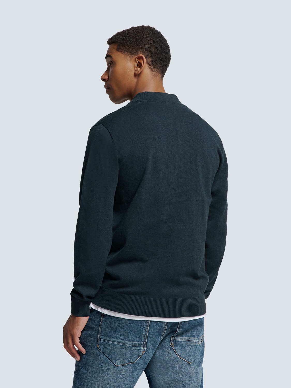 NO EXCESS Rundhalspullover »No Excess Zweifarbige Strickjacke von Timeless Basics«