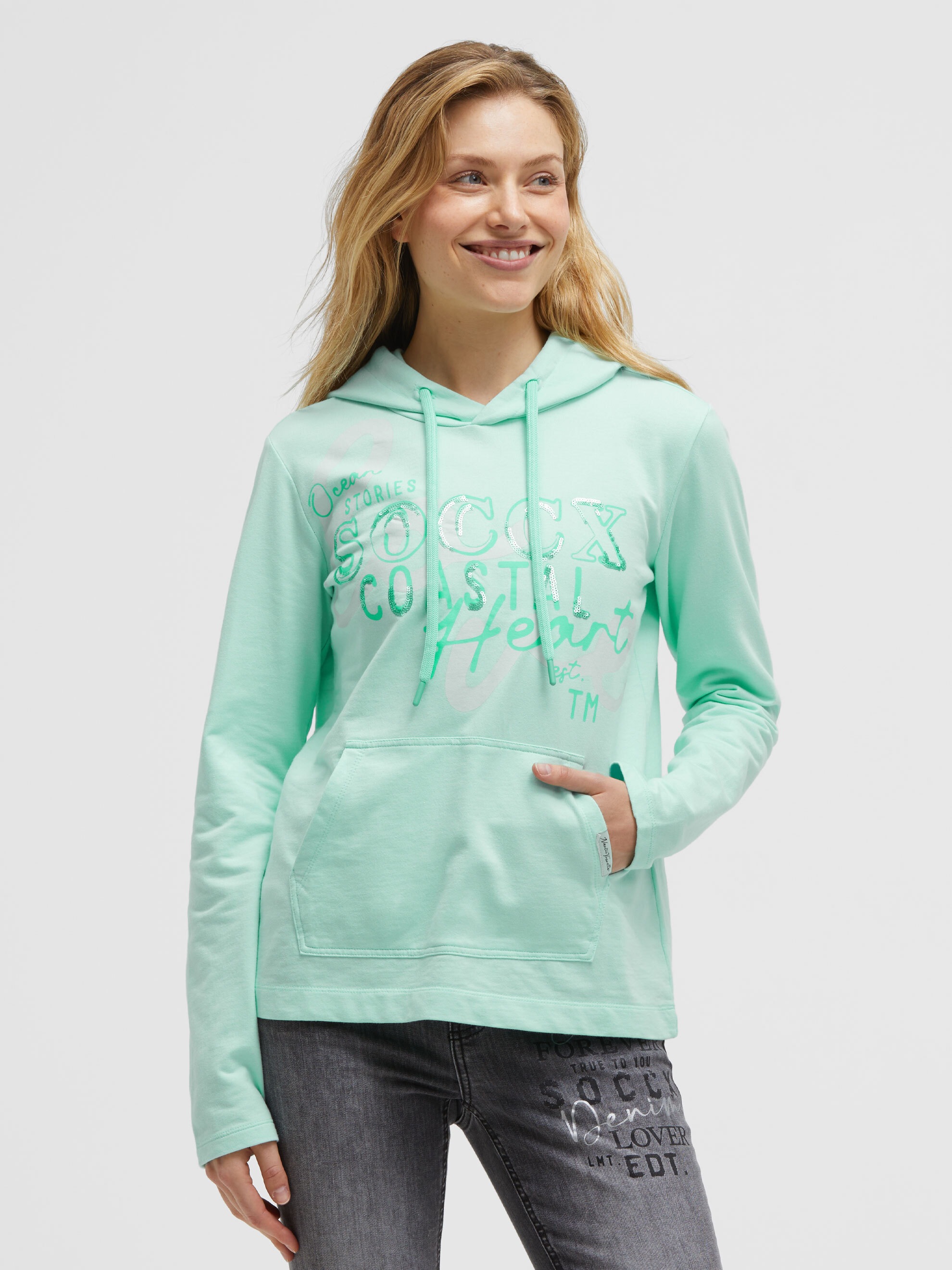 SOCCX Kapuzensweatshirt, mit Pailletten-Schriftzug