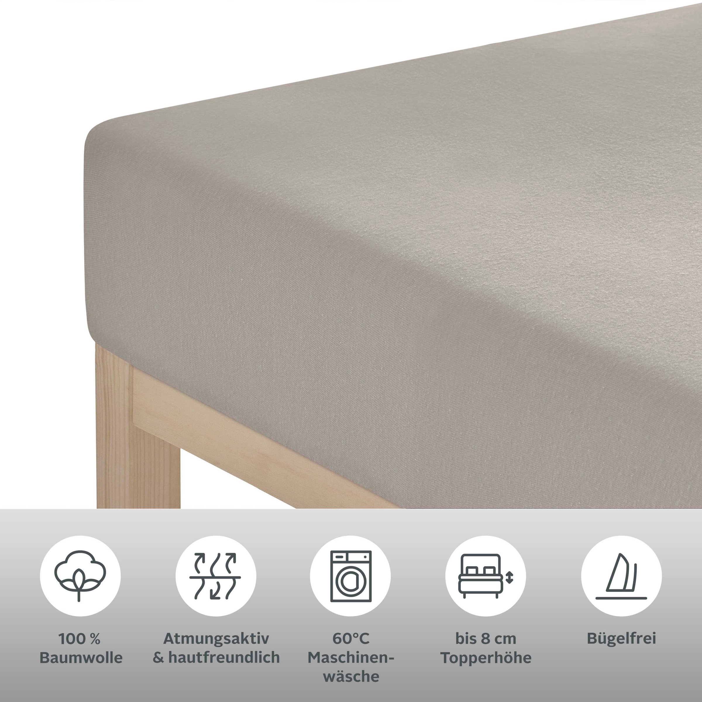 Thumbnail - OTTO home Spannbettlaken "Physalis Topper Basic, in Gr. 90x200, 140x200 oder 180x200 cm" Baumwolle, Matratzen bis 8 cm H...