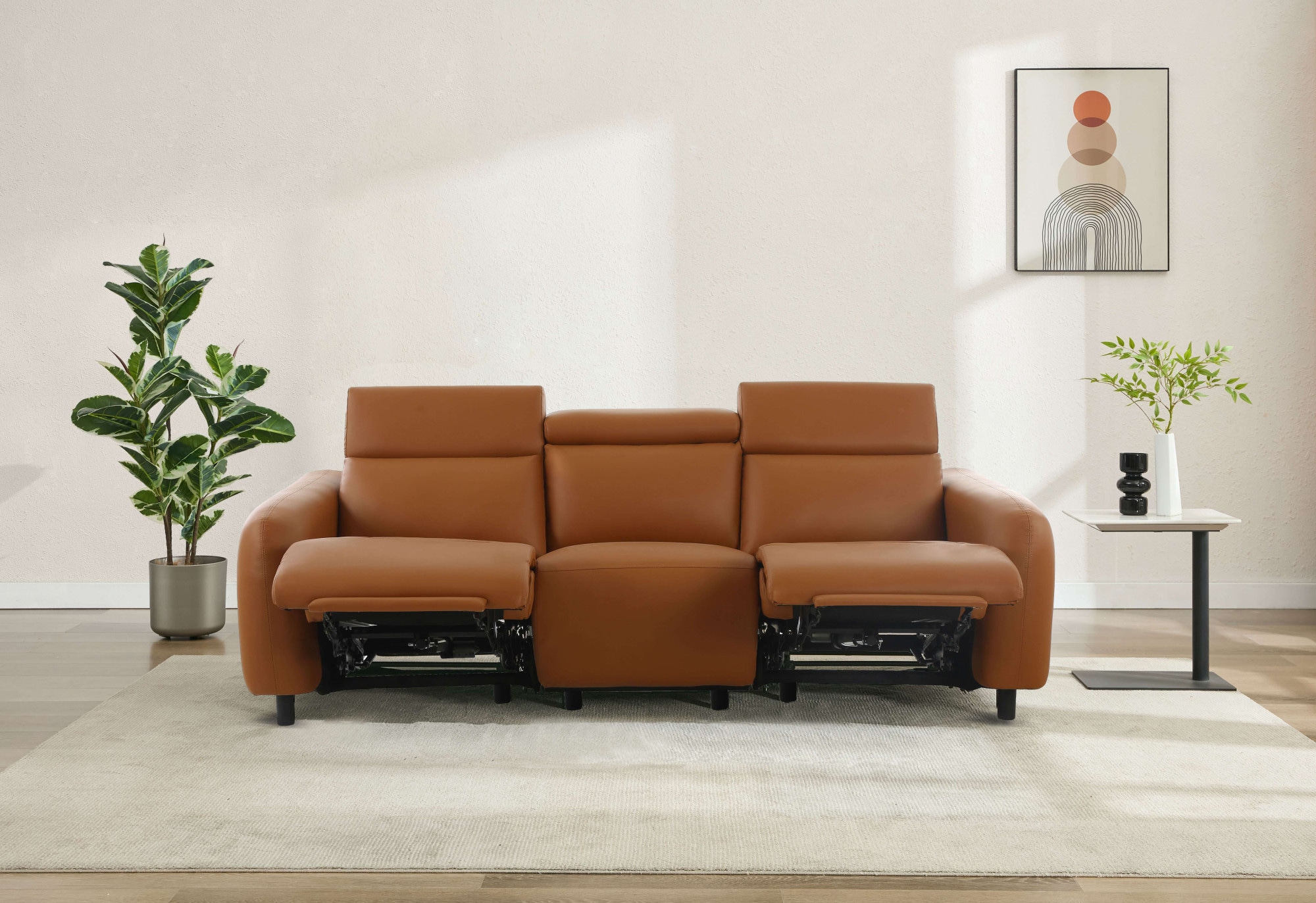 Home affaire 3-Sitzer »SKAANE Lederoptik, 229 cm, manuelle-u. elektrische Relaxfunktion«, Relax-Funktion in 2 Sitzen, Kopfteilverstellung, Federkernpolsterung
