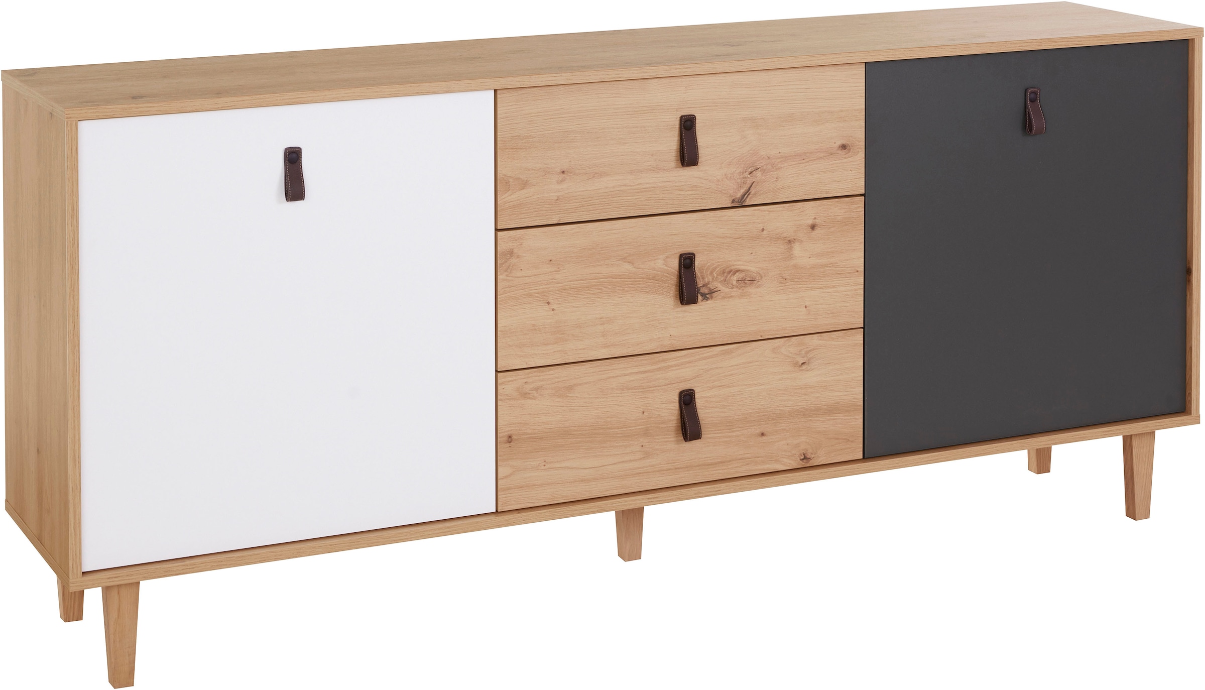 Homexperts Sideboard »Bristol«, Breite 120 cm oder 180 cm, mit massiven Eichefüßen