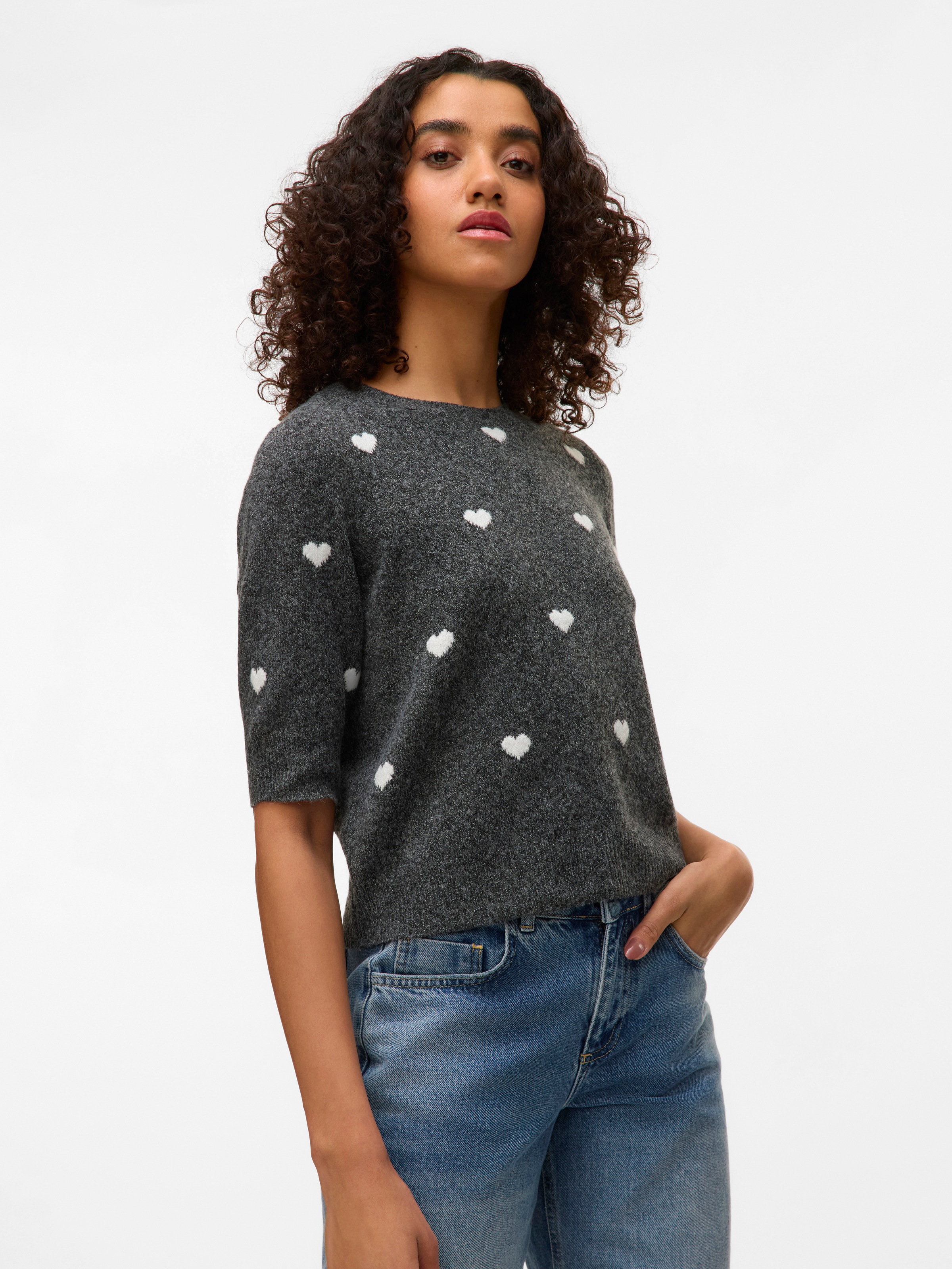 Vero Moda Kurzarmpullover "VMDOFFY INTARSIA 2/4 O-NK PULLOV GA NOOS" günstig online kaufen
