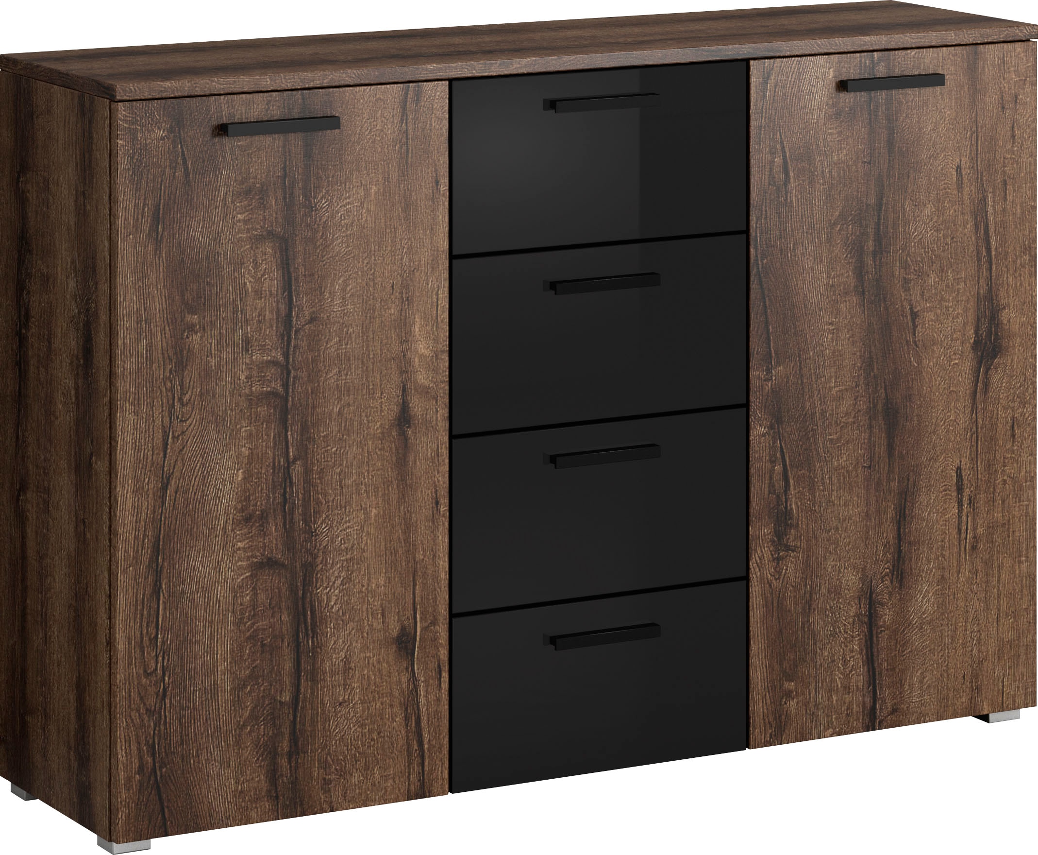 INOSIGN Kombikommode "Galaxy Breite 132 cm, zeitlose Schubladenkommode, Anrichte", Sideboard, viel Stauraum 2-türig und 