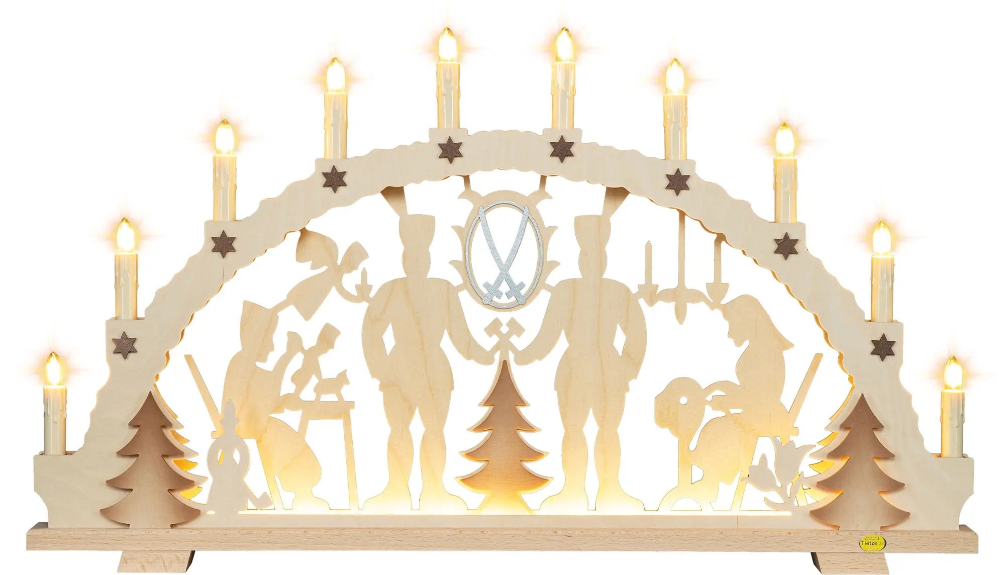 Tietze Erzgebirgsdegn LED Schwibbogen "mit Vorbeleuchtung Bergmannsmotiv ex günstig online kaufen