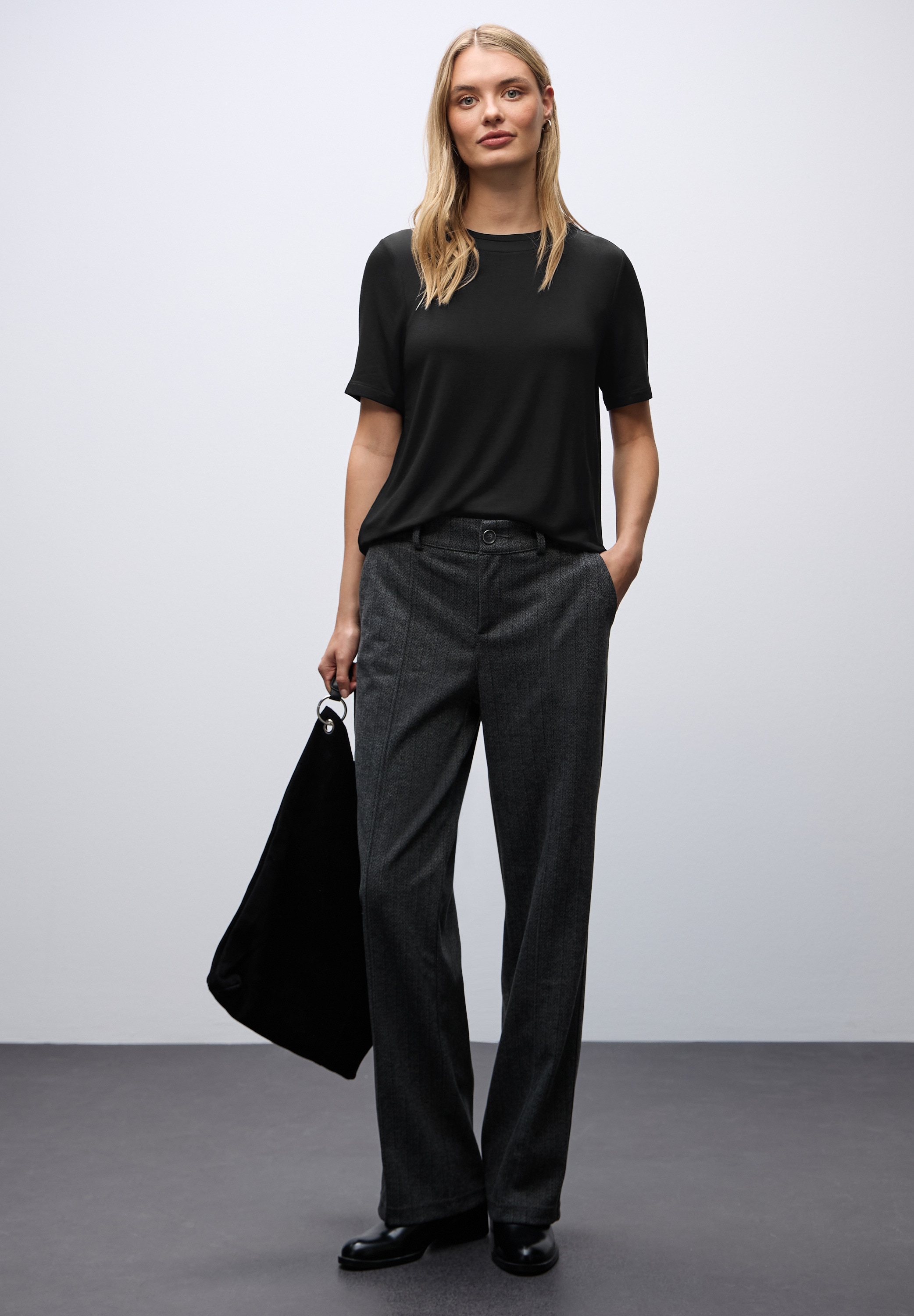 STREET ONE Kurzarmshirt mit Chiffon-Detail