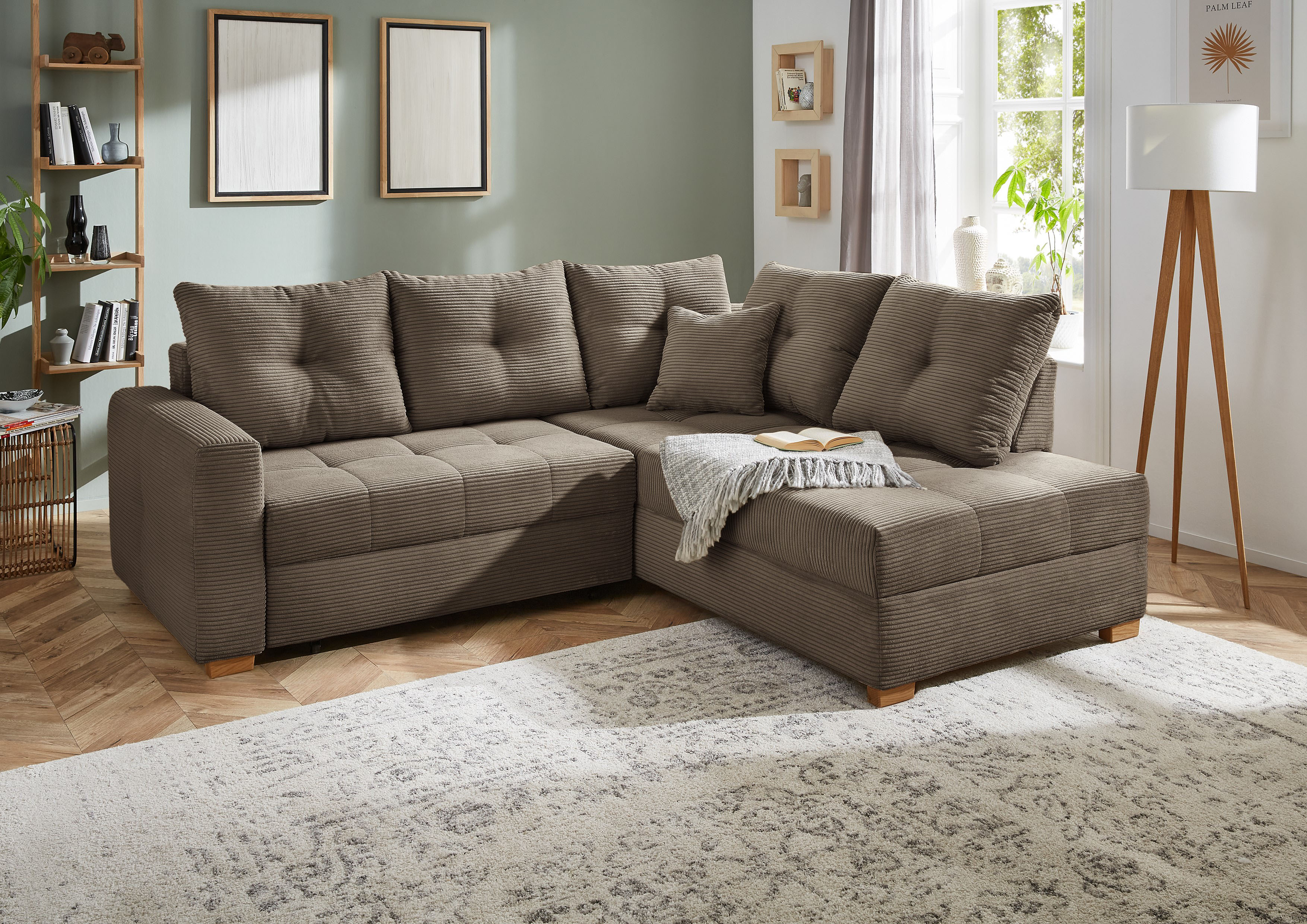 Jockenhöfer Gruppe Ecksofa "Heidelberg L-Form, B: 228 cm" mit Schlaffunktion, Bettkasten & Zierkissen