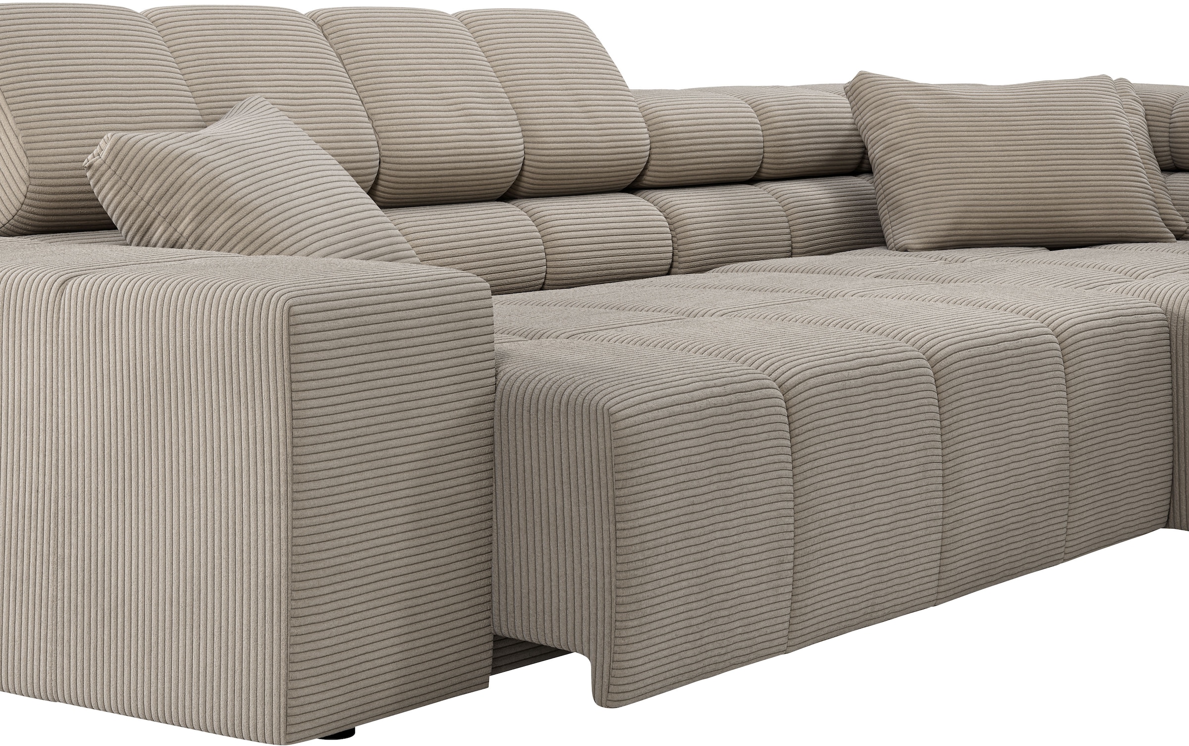 INOSIGN Ecksofa »Ancona incl. Kopfteilverstellung, Zierkissen Breite 319cm, L-Form«, wahlweise motorische Sitztiefenverstellung, auch in Cord + Easy Care
