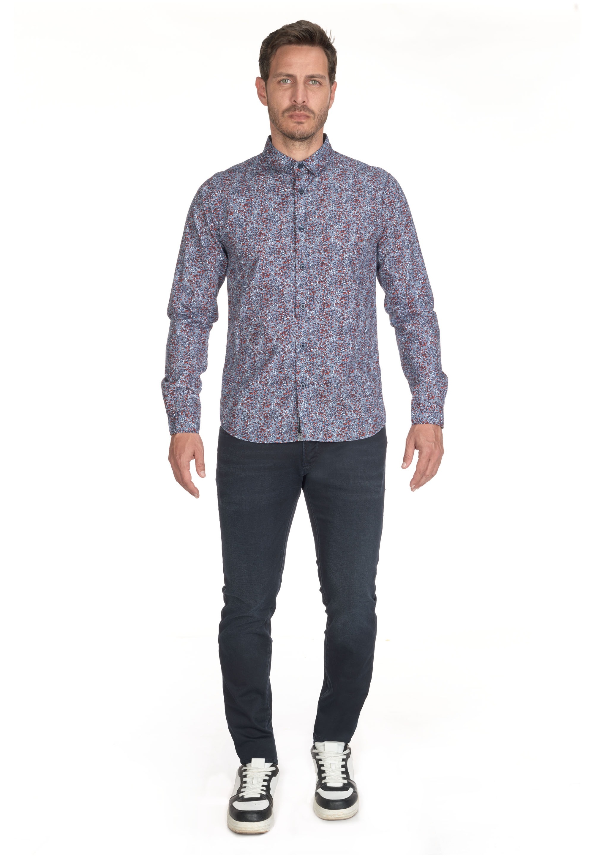 Le Temps Des Cerises Langarmhemd »RETIL«, mit filigranem Alloverprint