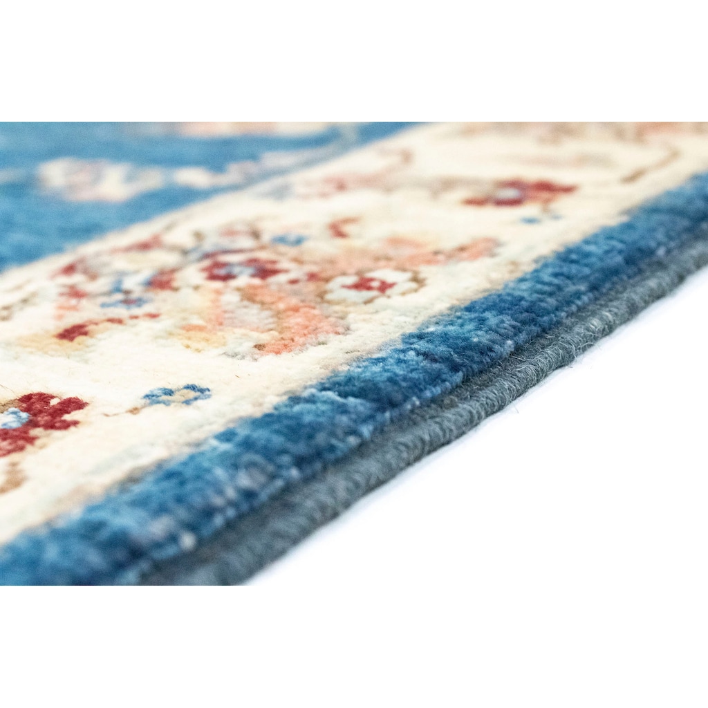 morgenland Wollteppich »Ziegler Teppich handgeknüpft blau«, rechteckig
