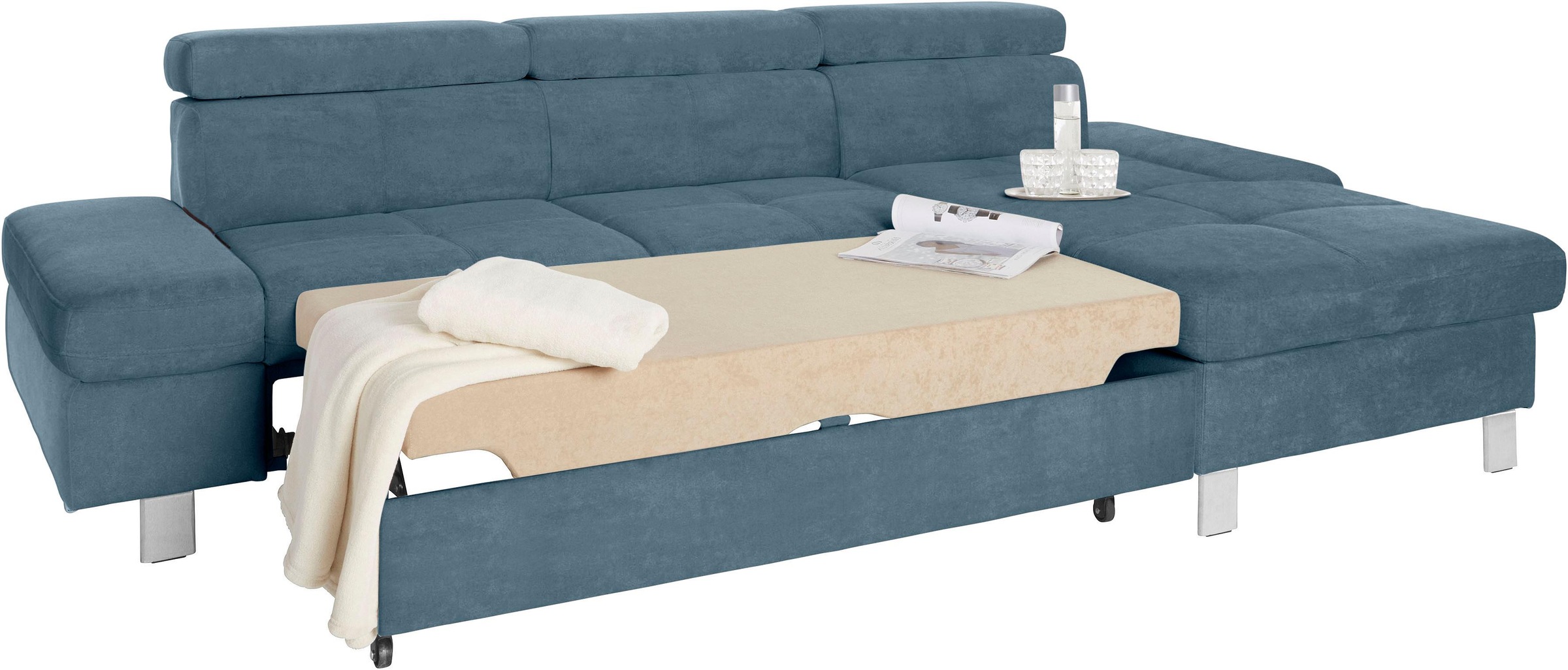 exxpo - sofa fashion Ecksofa »Fiji, hochwertige Detailverarbeitung im Sitz und Rücken, L-Form«, bequem durch Kopf- und Armteilverstellung, wahlweise mit Bettfunktion