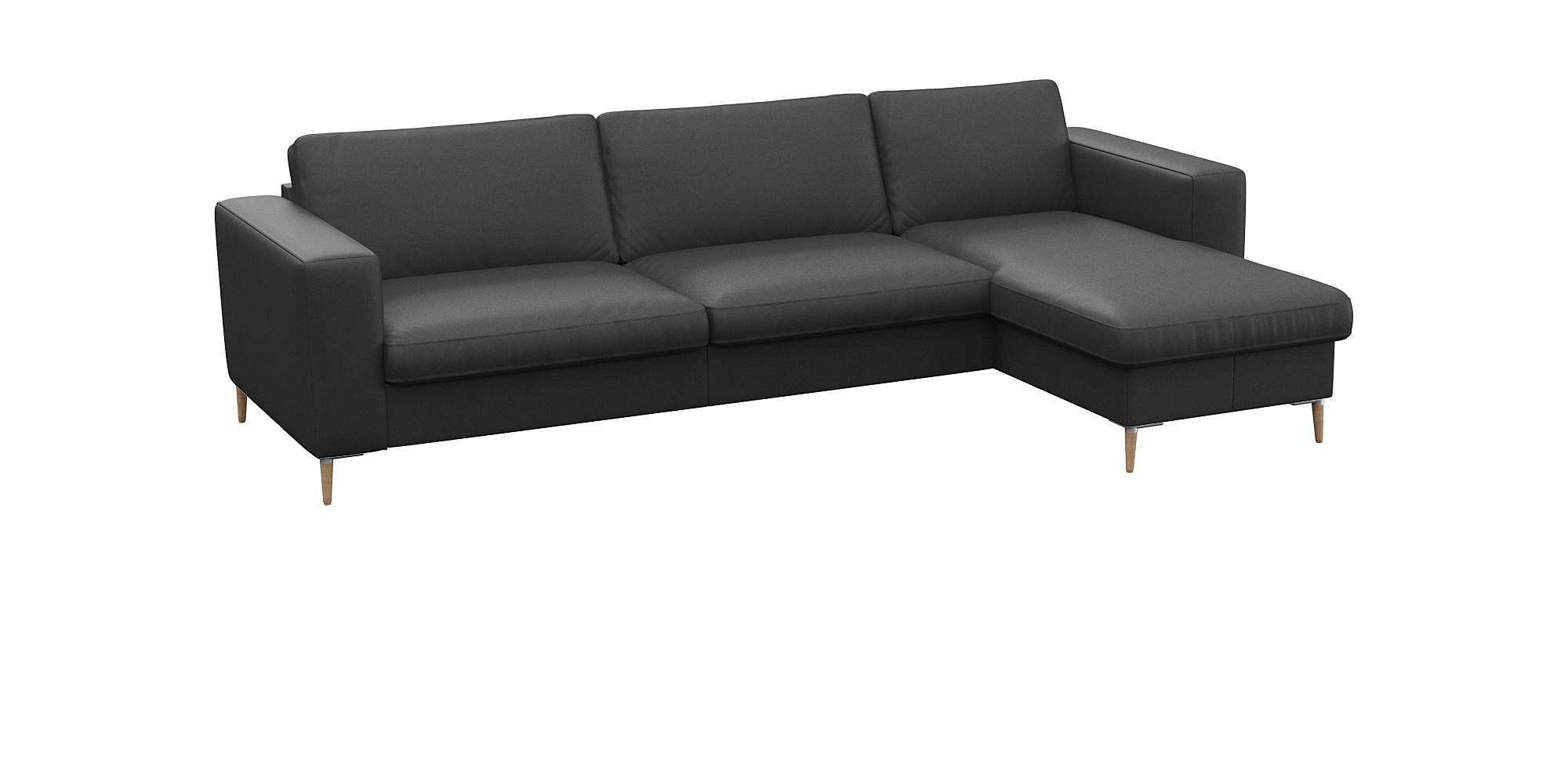 FLEXLUX Ecksofa »Fiore, super Sitzkomfort durch Kaltschaum im Sitz, L-Form«, breite Armlehnen, Kaltschaum, Füße Alu+ Eiche
